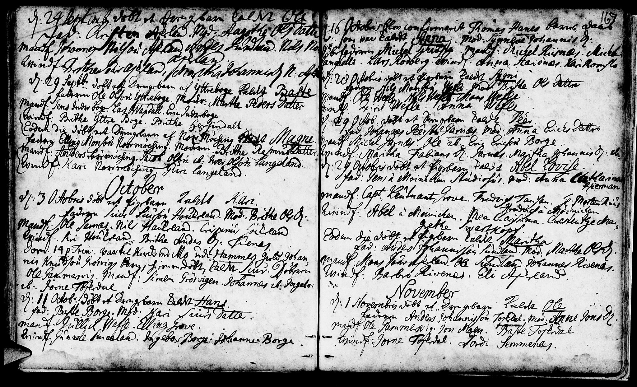 Haus sokneprestembete, AV/SAB-A-75601/H/Haa: Parish register (official) no. A 4, 1723-1733, p. 167