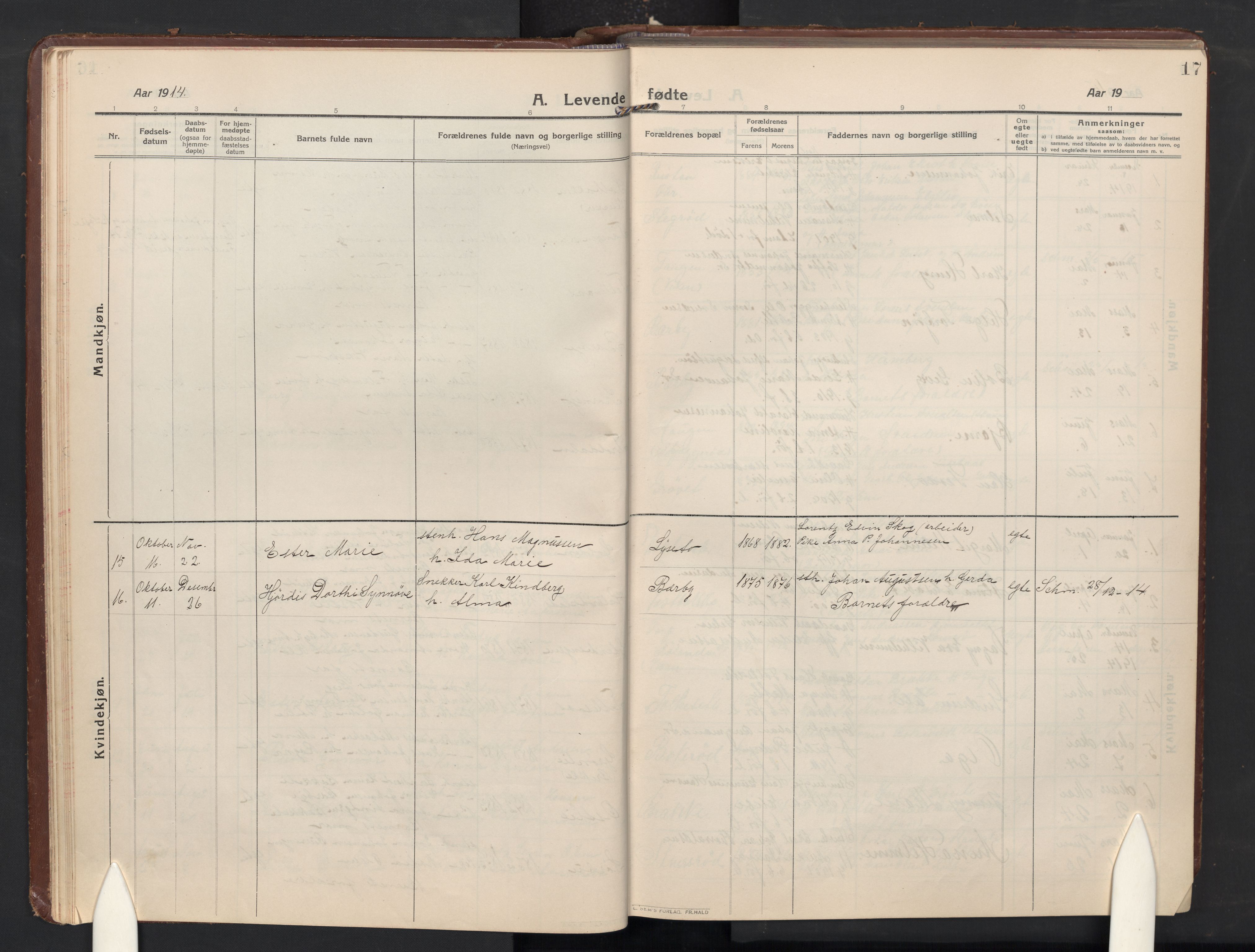 Idd prestekontor Kirkebøker, AV/SAO-A-10911/G/Gc/L0002: Parish register (copy) no. III 2, 1911-1932, p. 17