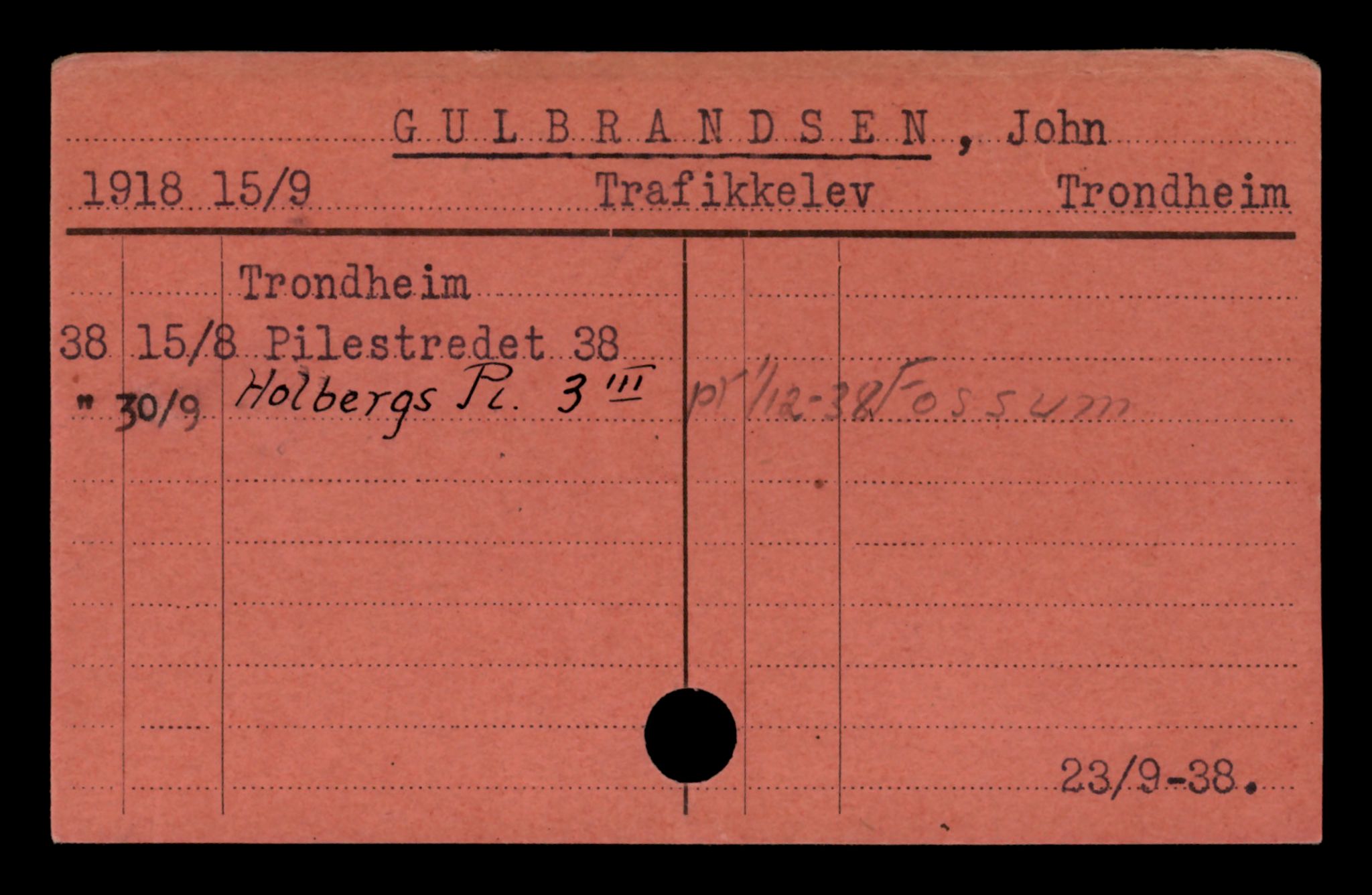 Oslo folkeregister, Registerkort, SAO/A-11715/D/Da/L0025: Menn: Gulbrandsen John - Gustavsson Emil, 1906-1919