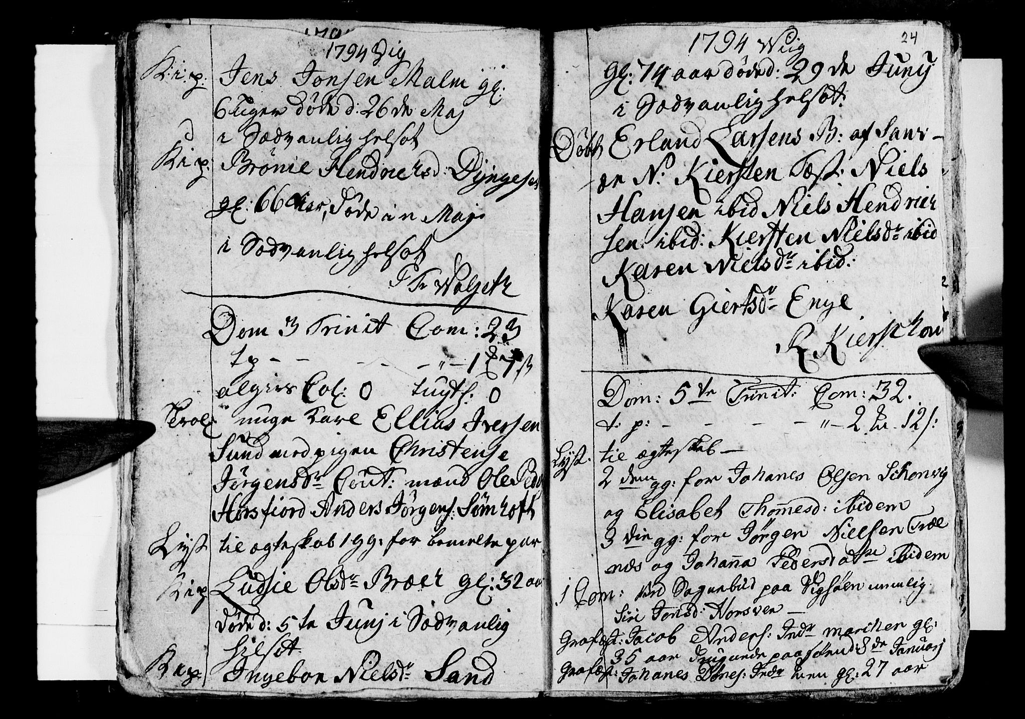 Ministerialprotokoller, klokkerbøker og fødselsregistre - Nordland, AV/SAT-A-1459/812/L0184: Parish register (copy) no. 812C02, 1793-1809, p. 24