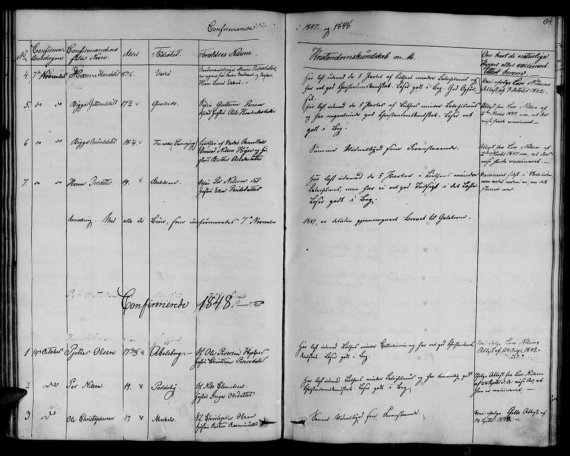 Nesseby sokneprestkontor, SATØ/S-1330/H/Ha/L0001kirke: Parish register (official) no. 1, 1838-1855, p. 64