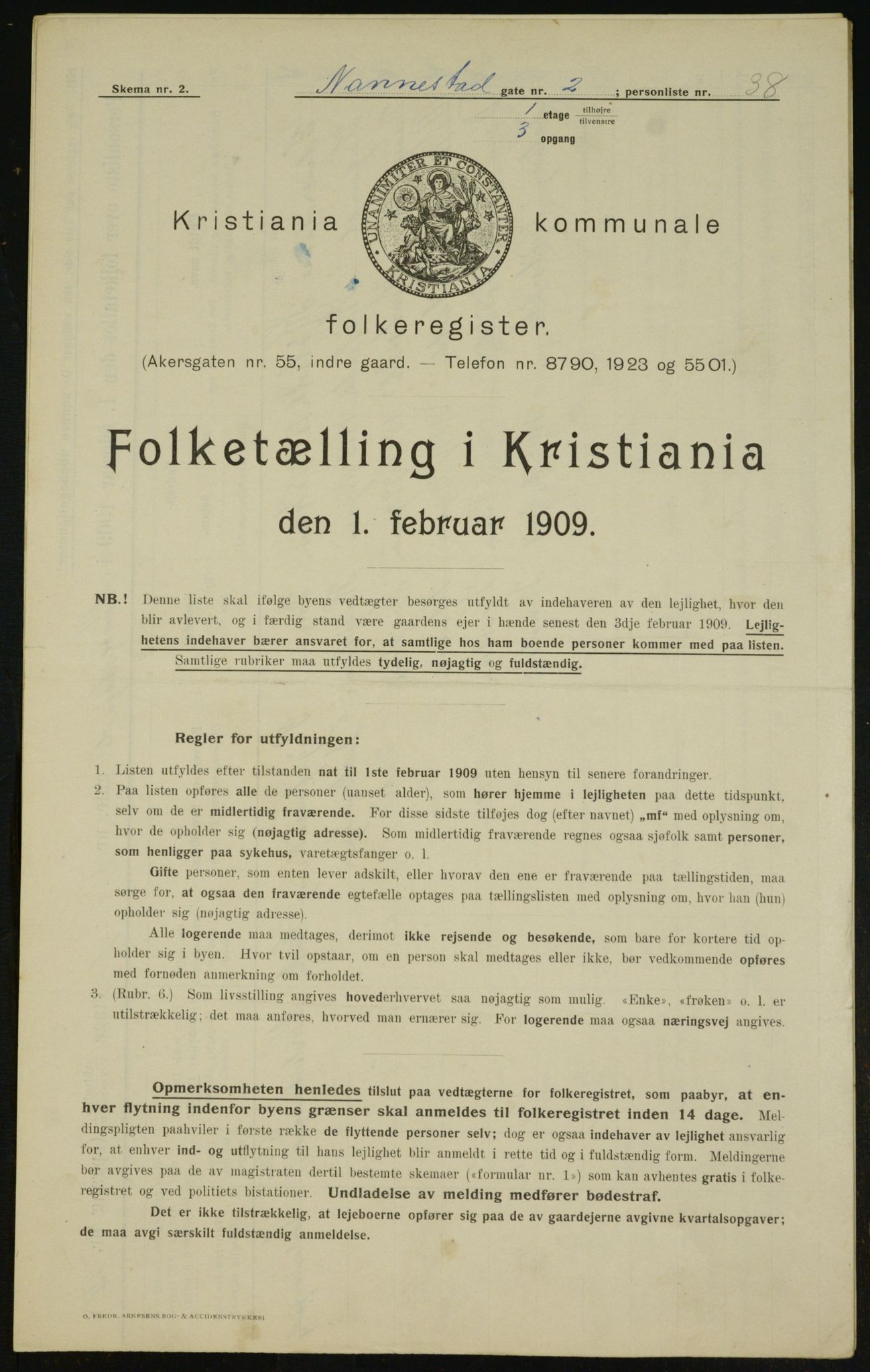 OBA, Municipal Census 1909 for Kristiania, 1909, p. 62615