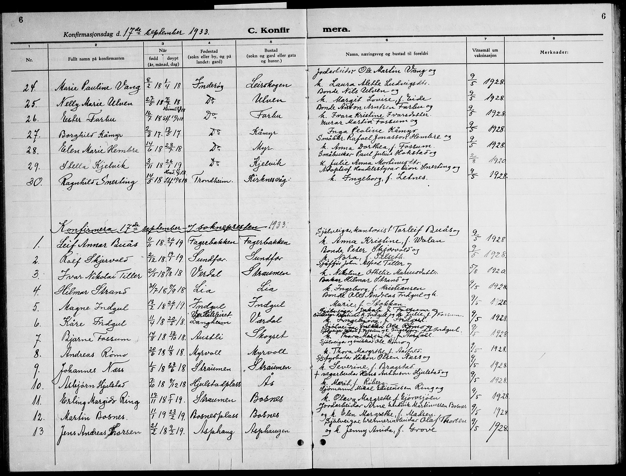 Ministerialprotokoller, klokkerbøker og fødselsregistre - Nord-Trøndelag, SAT/A-1458/730/L0304: Parish register (copy) no. 730C07, 1934-1945, p. 6
