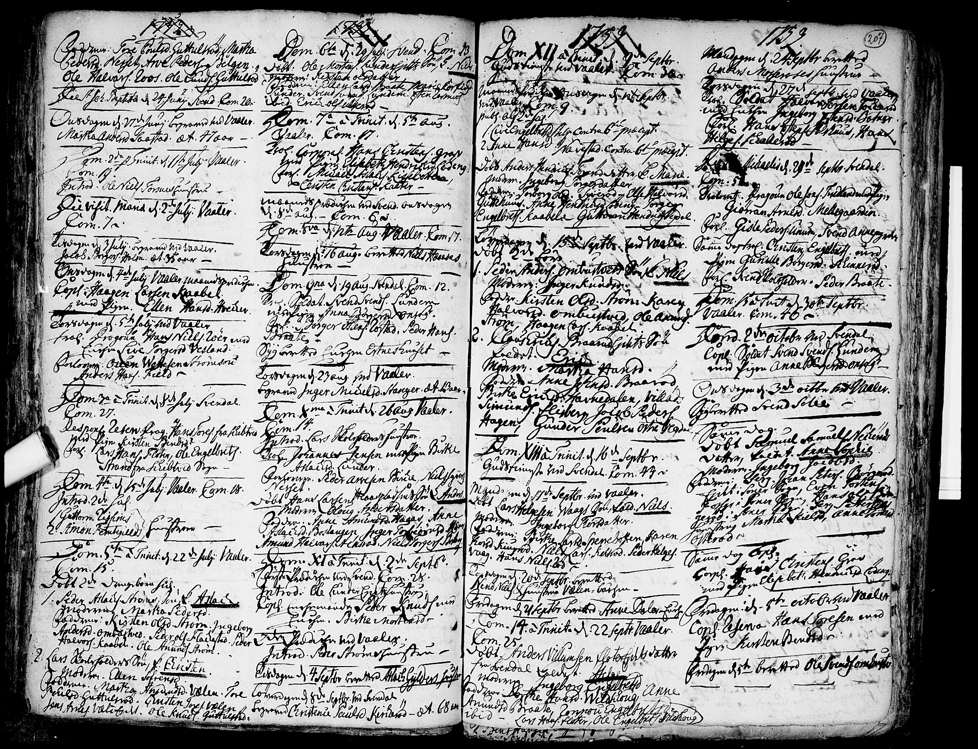 Våler prestekontor Kirkebøker, AV/SAO-A-11083/F/Fa/L0003: Parish register (official) no. I 3, 1730-1770, p. 207