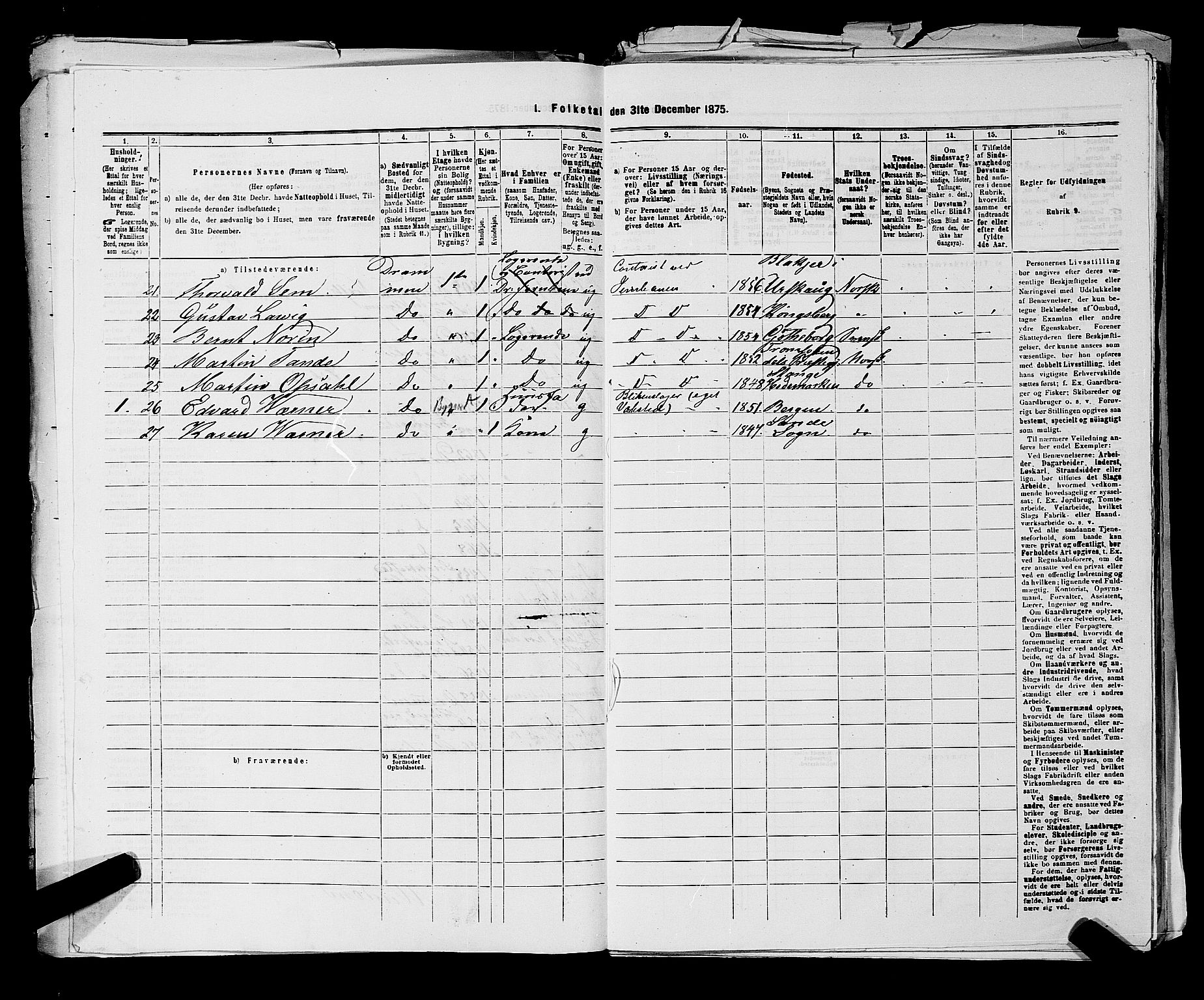 SAKO, 1875 census for 0602 Drammen, 1875, p. 2734