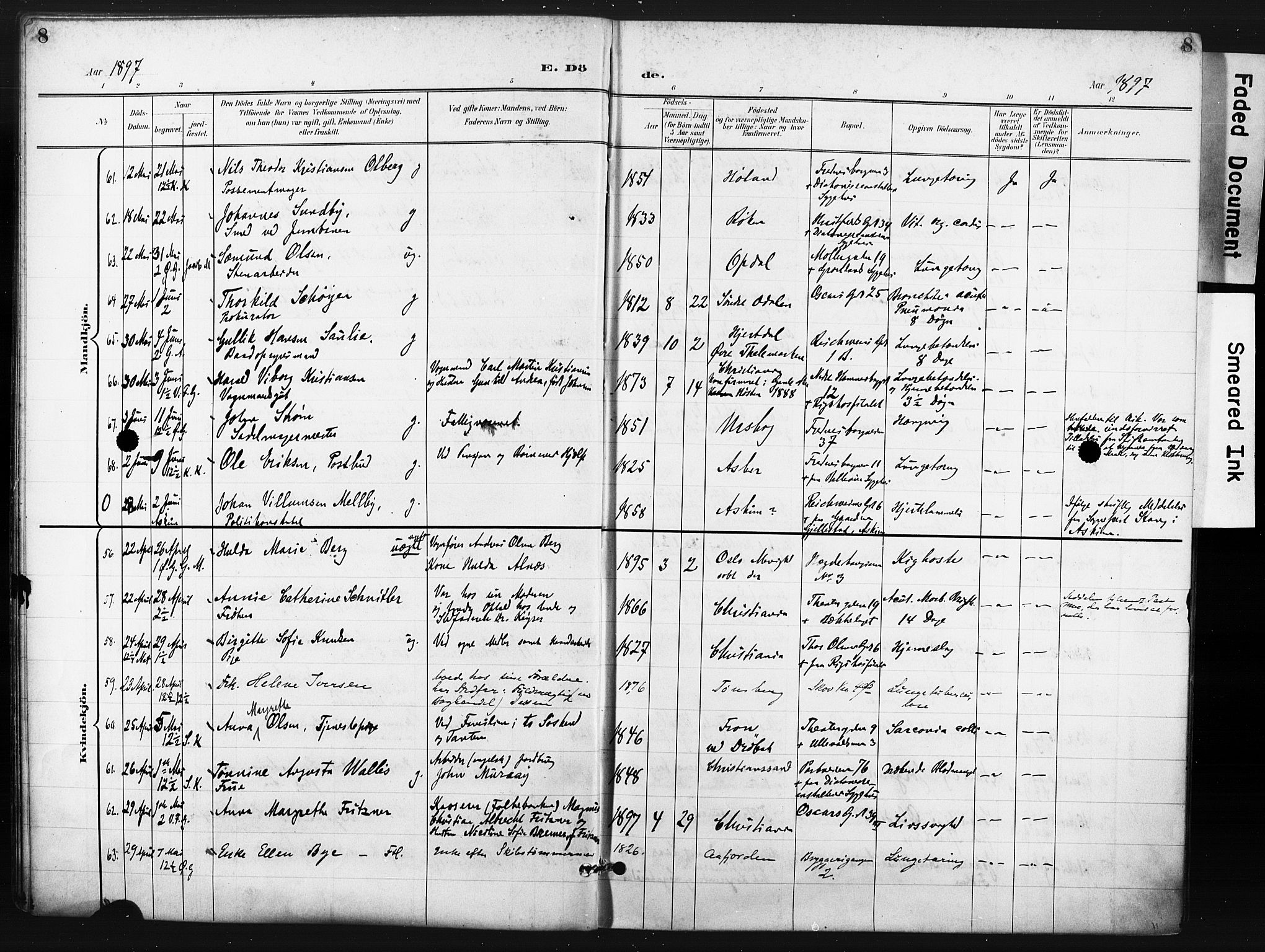 Trefoldighet prestekontor Kirkebøker, AV/SAO-A-10882/F/Fd/L0004: Parish register (official) no. IV 4, 1897-1912, p. 8