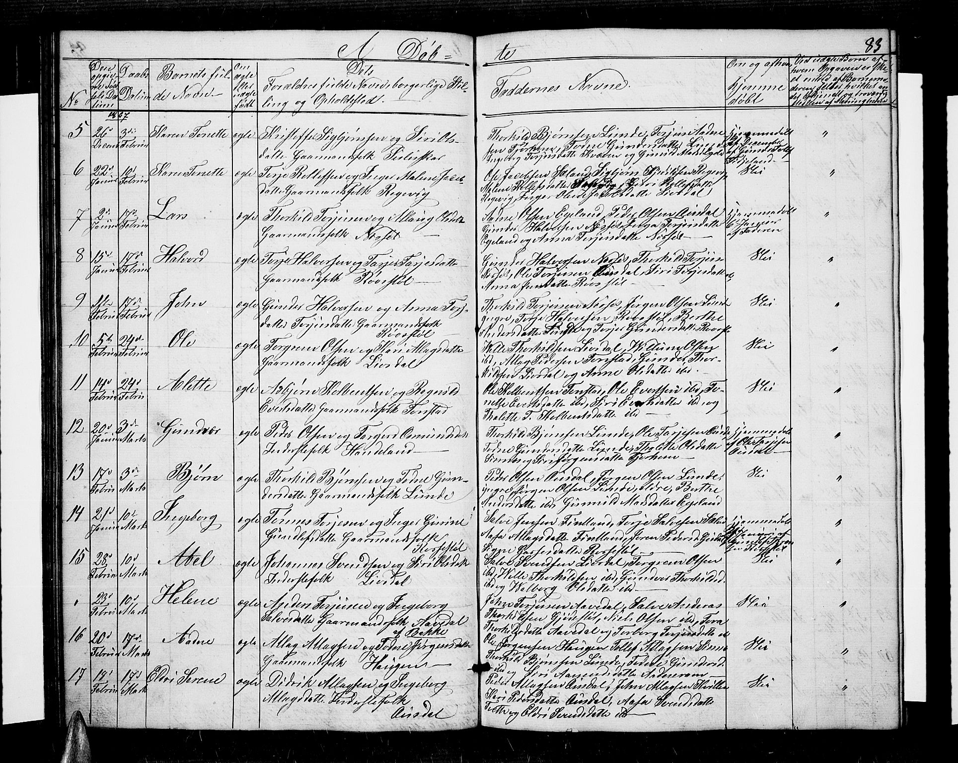 Sirdal sokneprestkontor, AV/SAK-1111-0036/F/Fb/Fbb/L0002: Parish register (copy) no. B 2, 1848-1878, p. 83