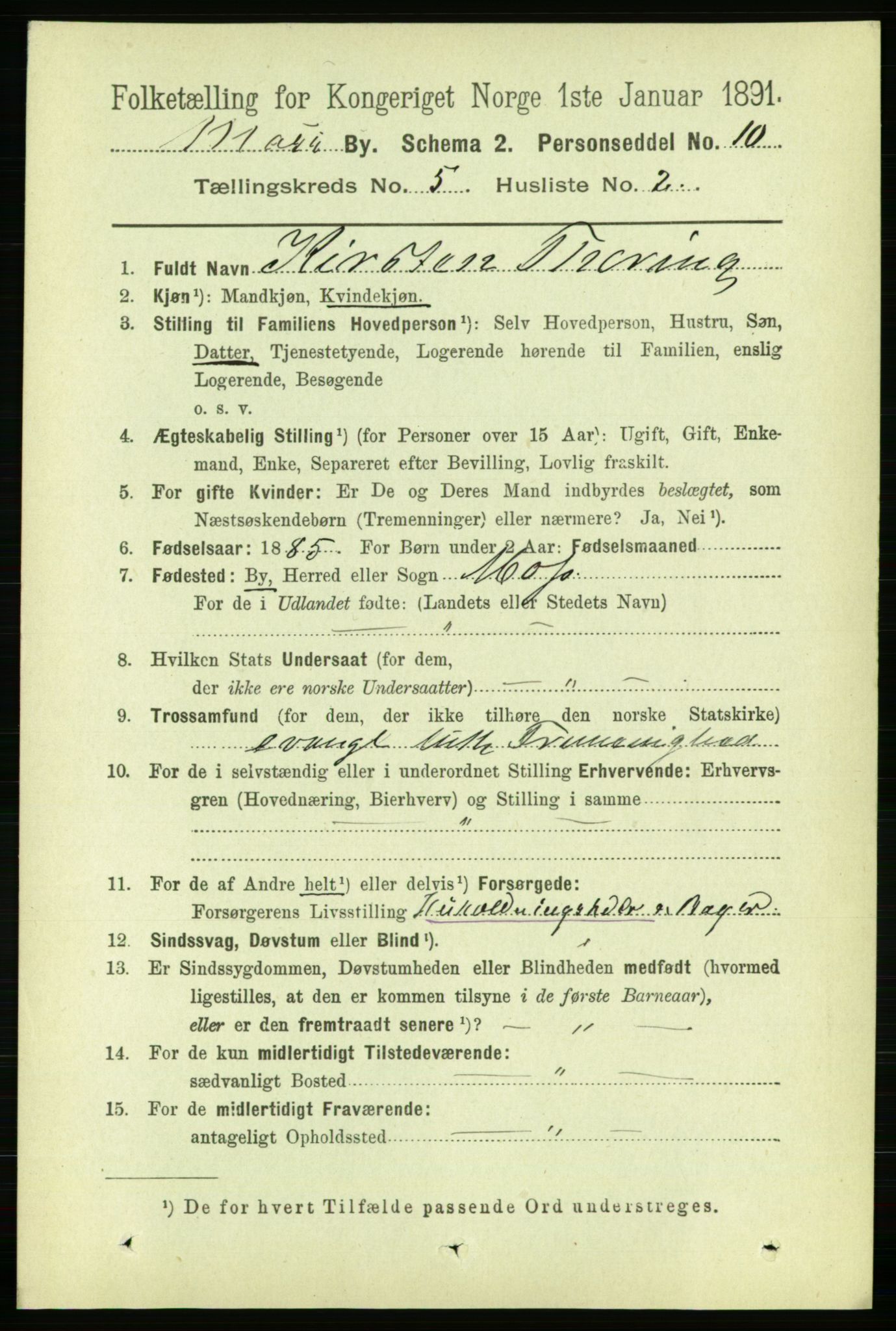 RA, 1891 census for 0104 Moss, 1891, p. 3056