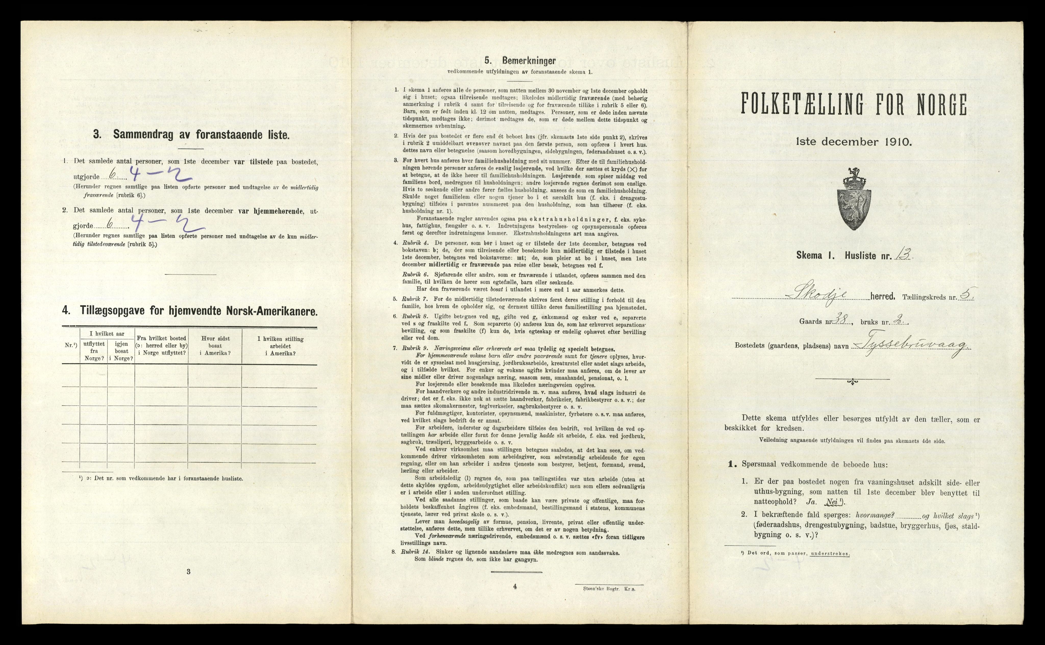 RA, 1910 census for Skodje, 1910, p. 233