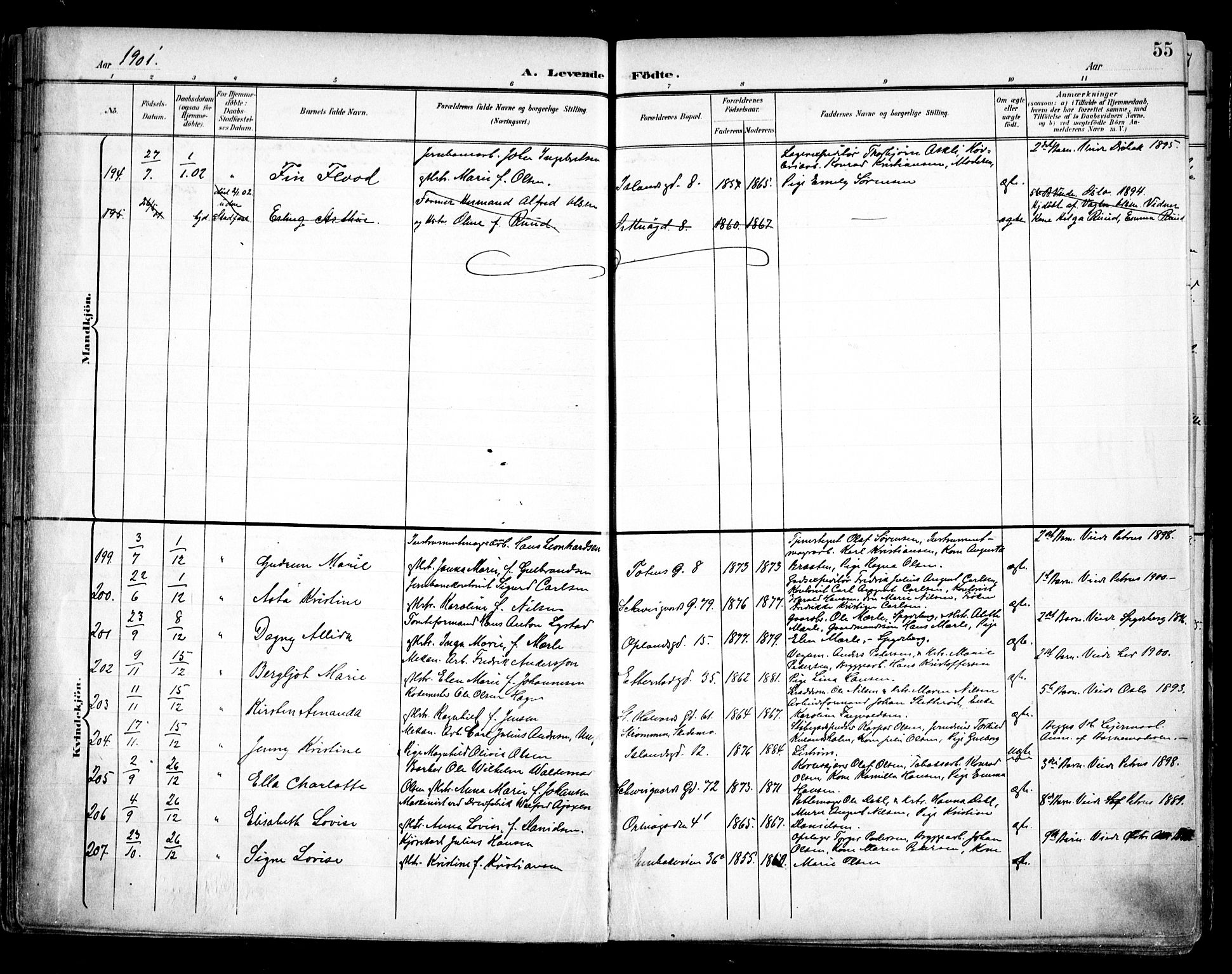 Vålerengen prestekontor Kirkebøker, SAO/A-10878/F/Fa/L0001: Parish register (official) no. 1, 1899-1915, p. 55