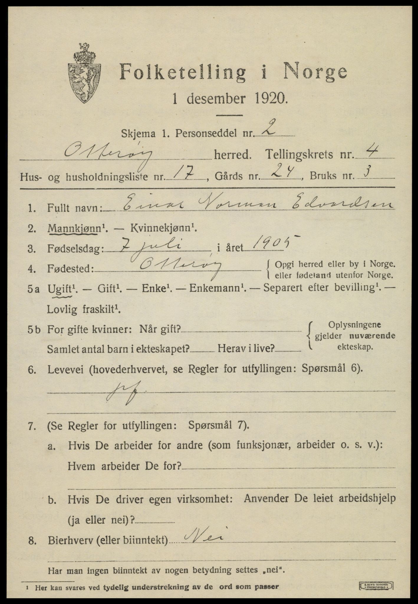 SAT, 1920 census for Otterøy, 1920, p. 1931