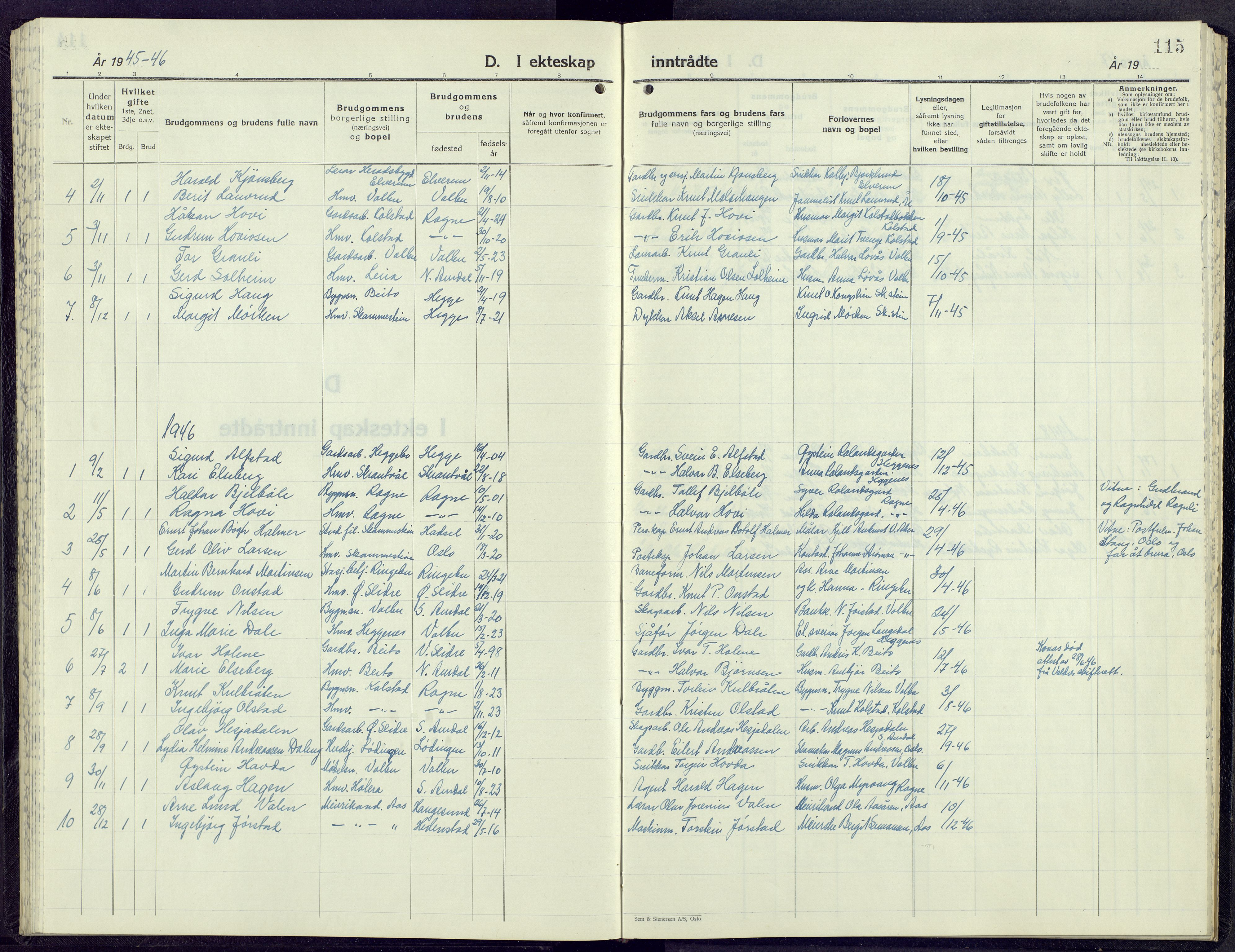 Øystre Slidre prestekontor, SAH/PREST-138/H/Ha/Hab/L0012: Parish register (copy) no. 12, 1945-1981, p. 115