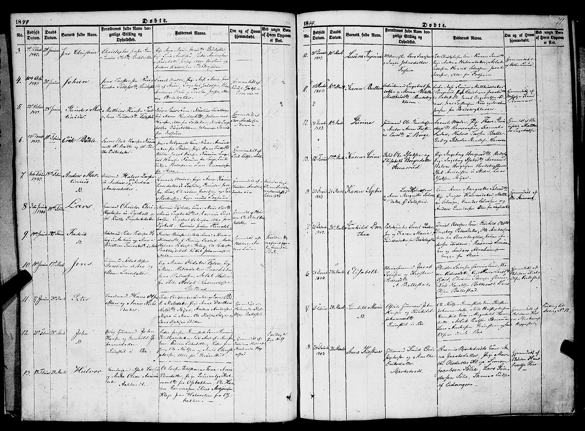 Gjerpen kirkebøker, SAKO/A-265/F/Fa/L0007a: Parish register (official) no. I 7A, 1834-1857, p. 71