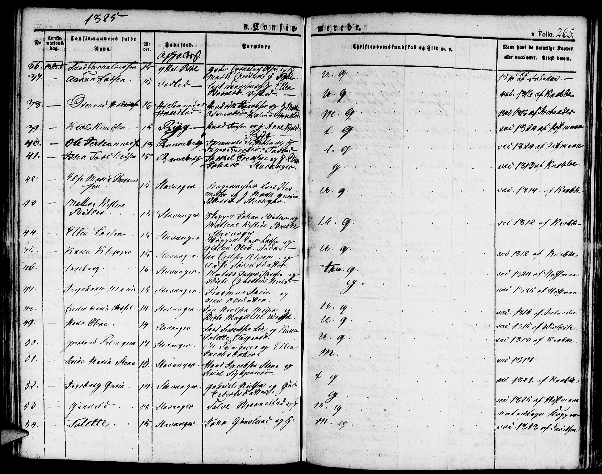 Domkirken sokneprestkontor, SAST/A-101812/001/30/30BA/L0009: Parish register (official) no. A 9, 1821-1832, p. 265