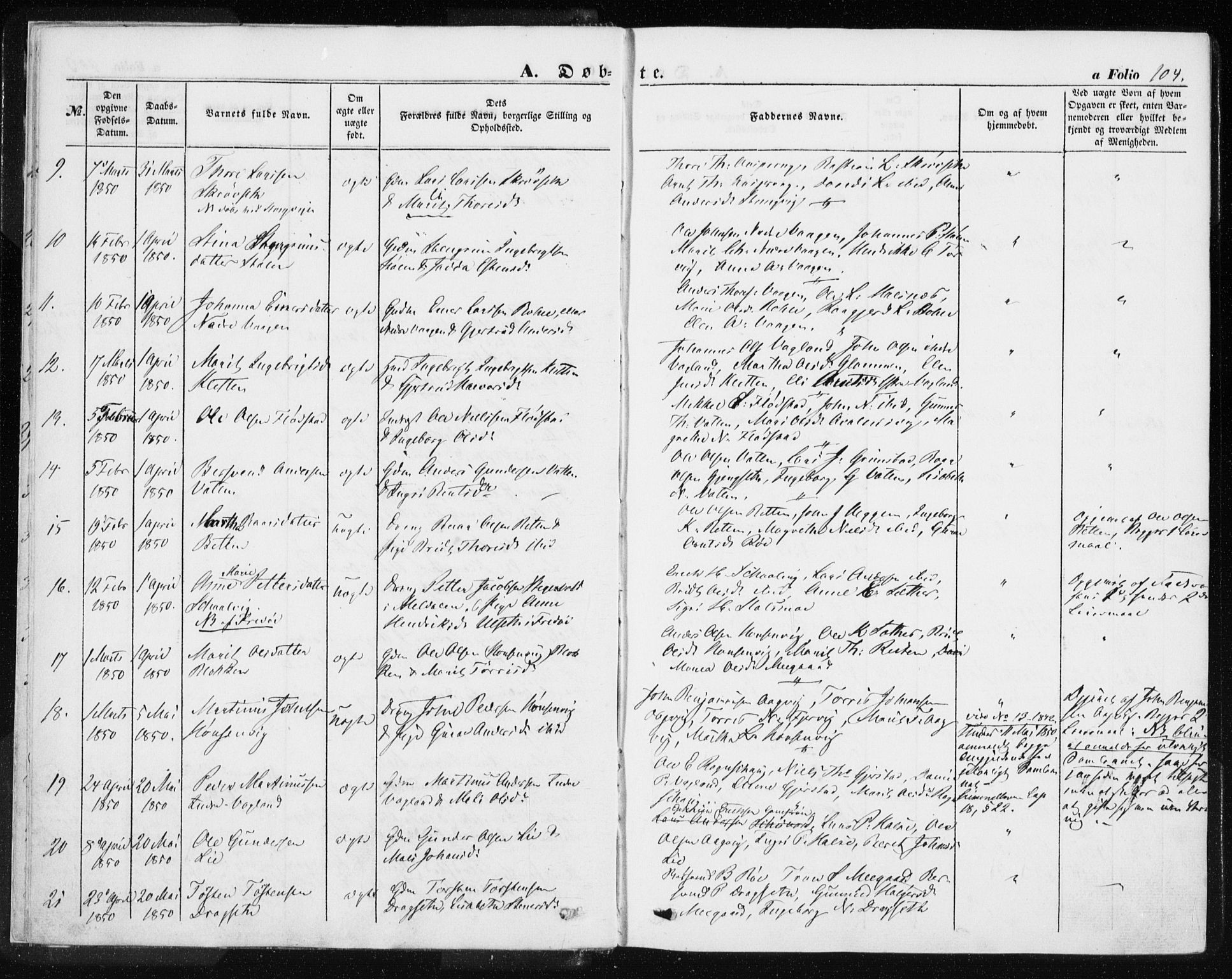 Ministerialprotokoller, klokkerbøker og fødselsregistre - Møre og Romsdal, AV/SAT-A-1454/576/L0883: Parish register (official) no. 576A01, 1849-1865, p. 104