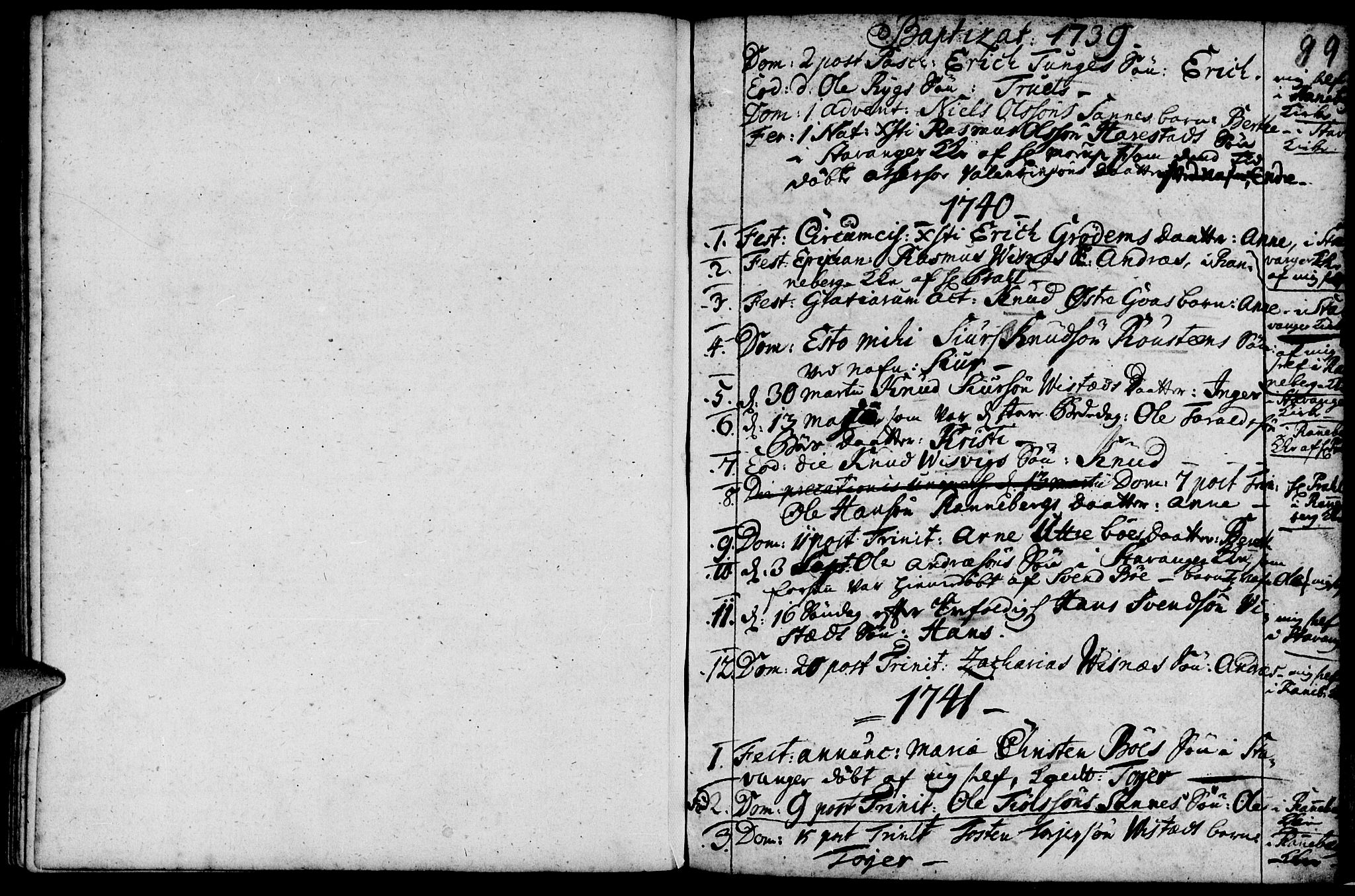 Domkirken sokneprestkontor, SAST/A-101812/001/30/30BA/L0003: Parish register (official) no. A 3 /2, 1738-1760, p. 89
