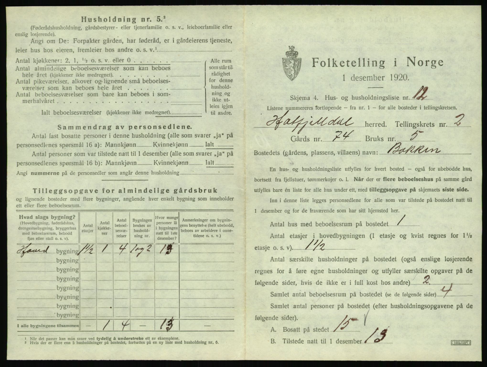 SAT, 1920 census for Hattfjelldal, 1920, p. 102