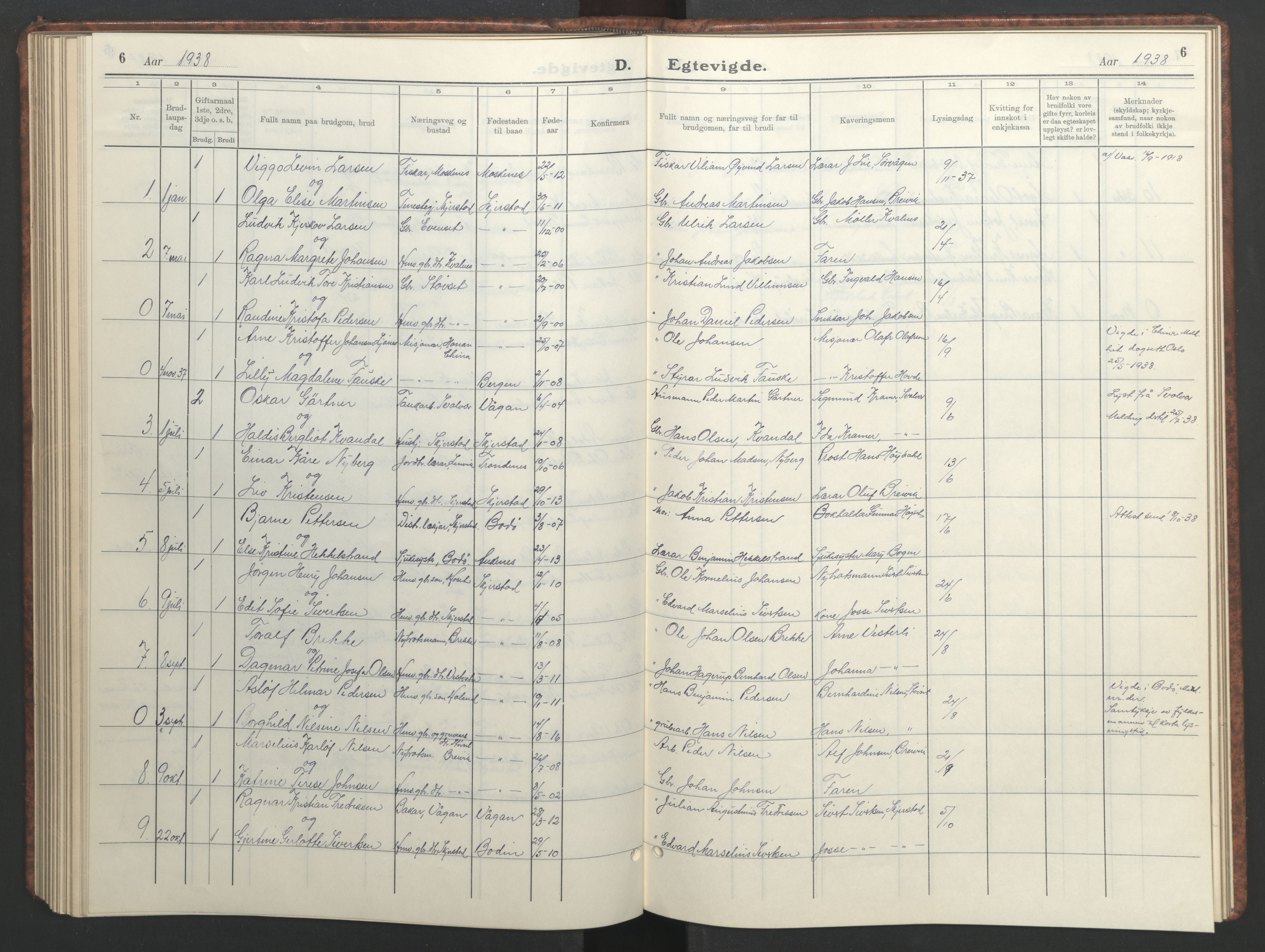 Ministerialprotokoller, klokkerbøker og fødselsregistre - Nordland, AV/SAT-A-1459/852/L0758: Parish register (copy) no. 852C09, 1935-1952, p. 6