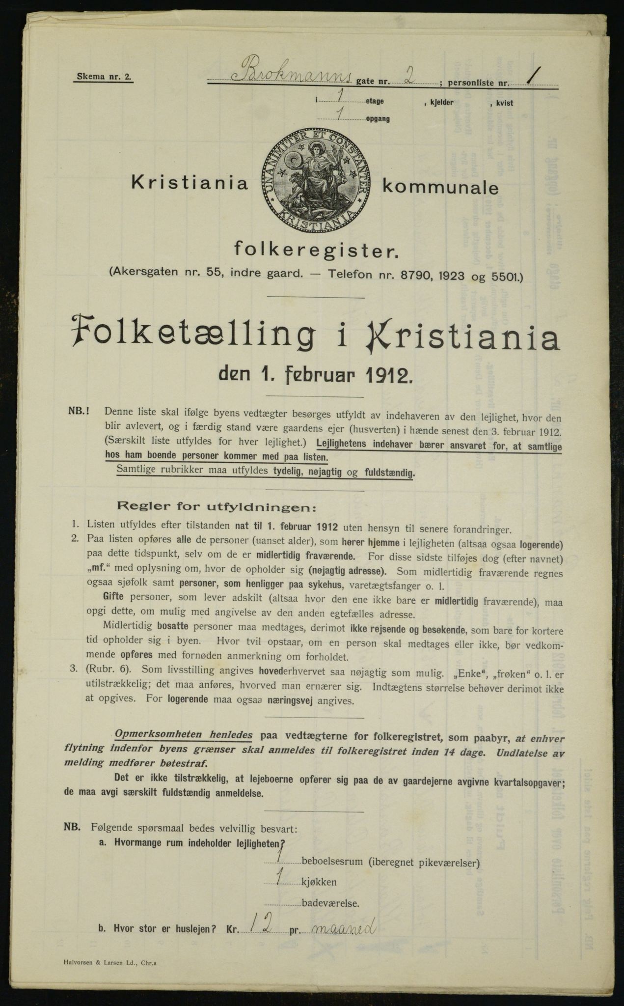 OBA, Municipal Census 1912 for Kristiania, 1912, p. 9488