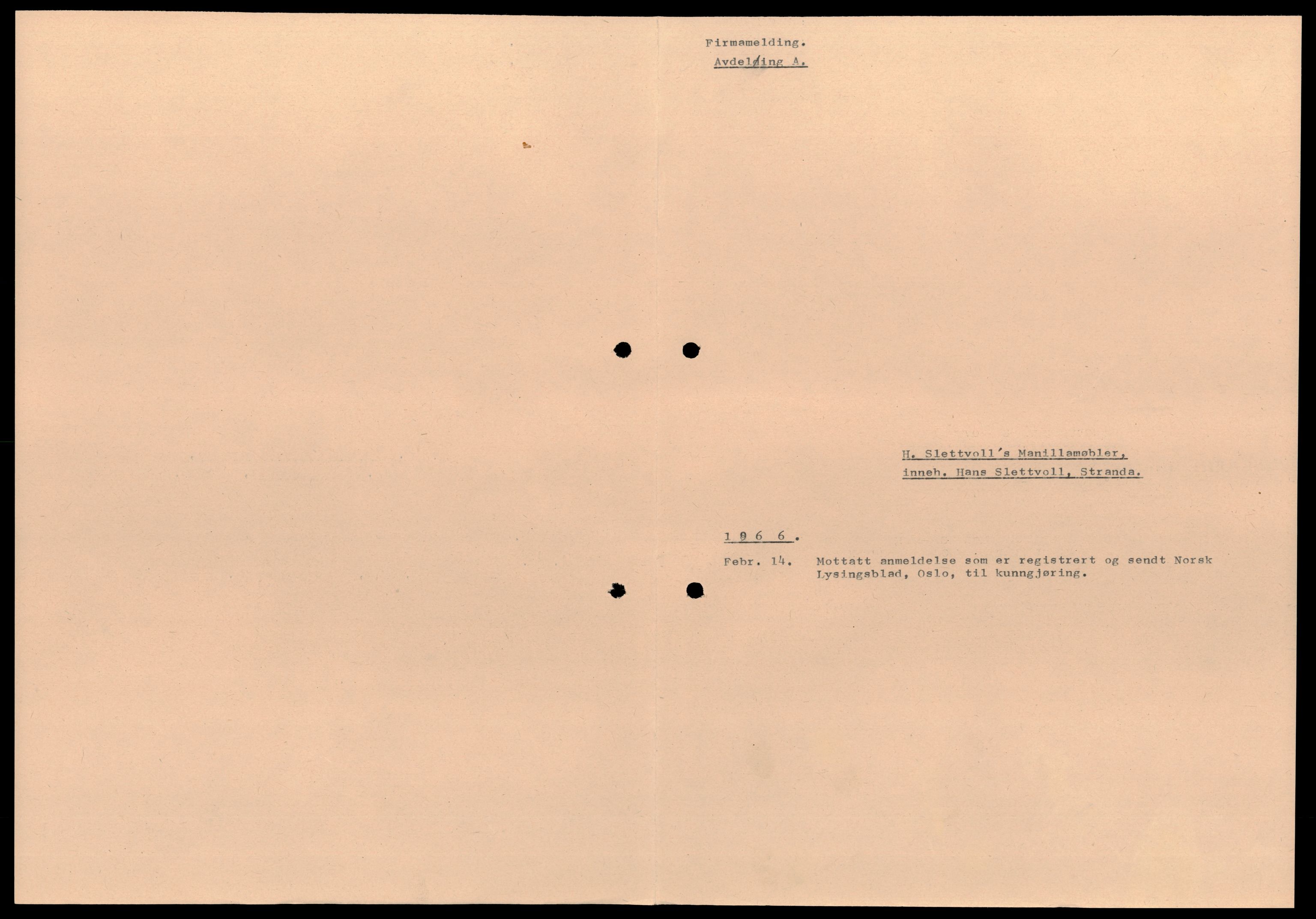 Nordre Sunnmøre sorenskriveri, AV/SAT-A-0006/2/J/Jd/Jde/L0014: Bilag. Enkeltmannsforetak, Sl-St, 1944-1990, p. 1