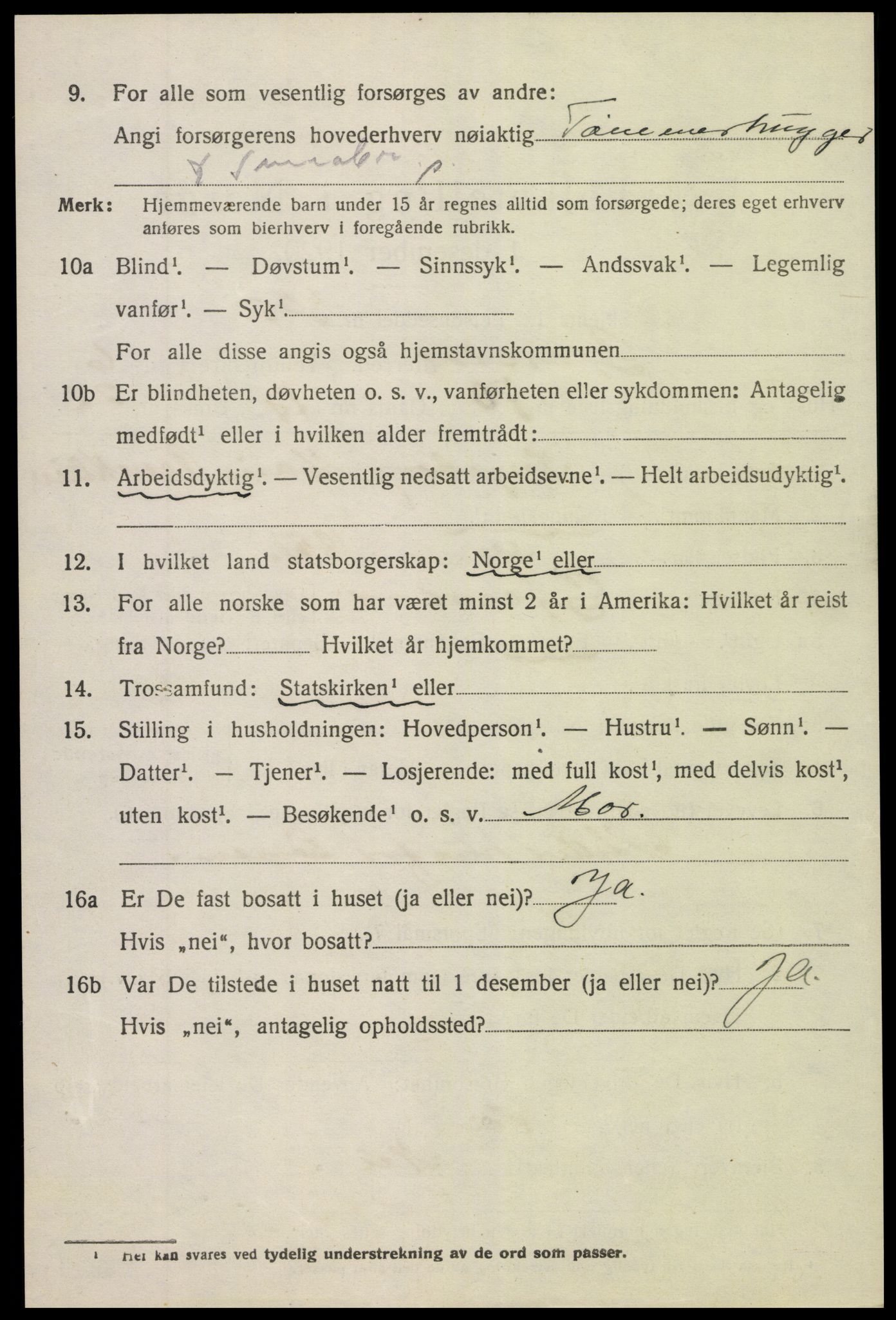 SAK, 1920 census for Gjerstad, 1920, p. 4612