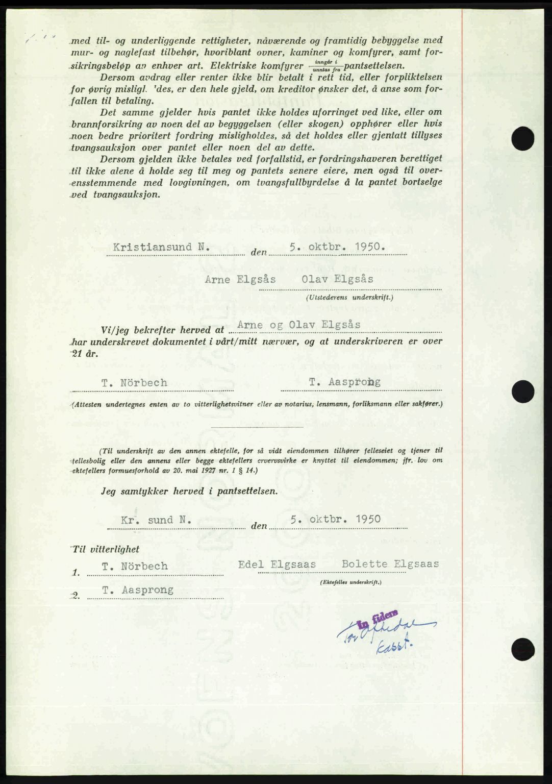 Kristiansund byfogd, AV/SAT-A-4587/A/27: Mortgage book no. 50, 1950-1950, Diary no: : 1711/1950