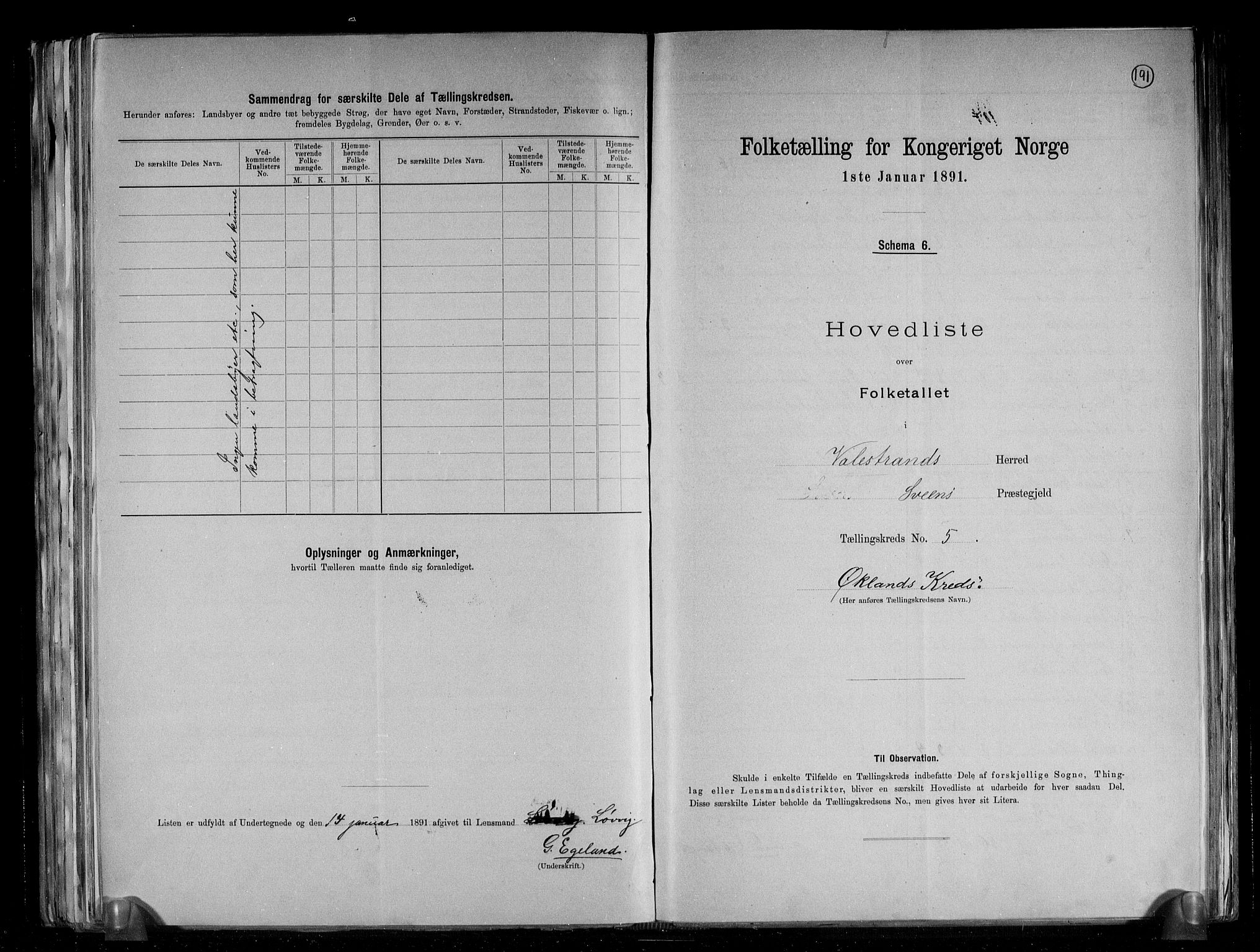 RA, 1891 census for 1217 Valestrand, 1891, p. 12