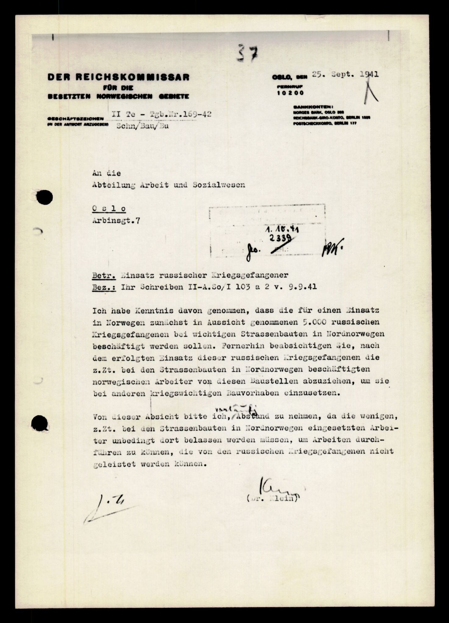Forsvarets Overkommando. 2 kontor. Arkiv 11.4. Spredte tyske arkivsaker, AV/RA-RAFA-7031/D/Dar/Darb/L0011: Reichskommissariat - Hauptabteilung Volkswirtschaft, 1941-1944, p. 22