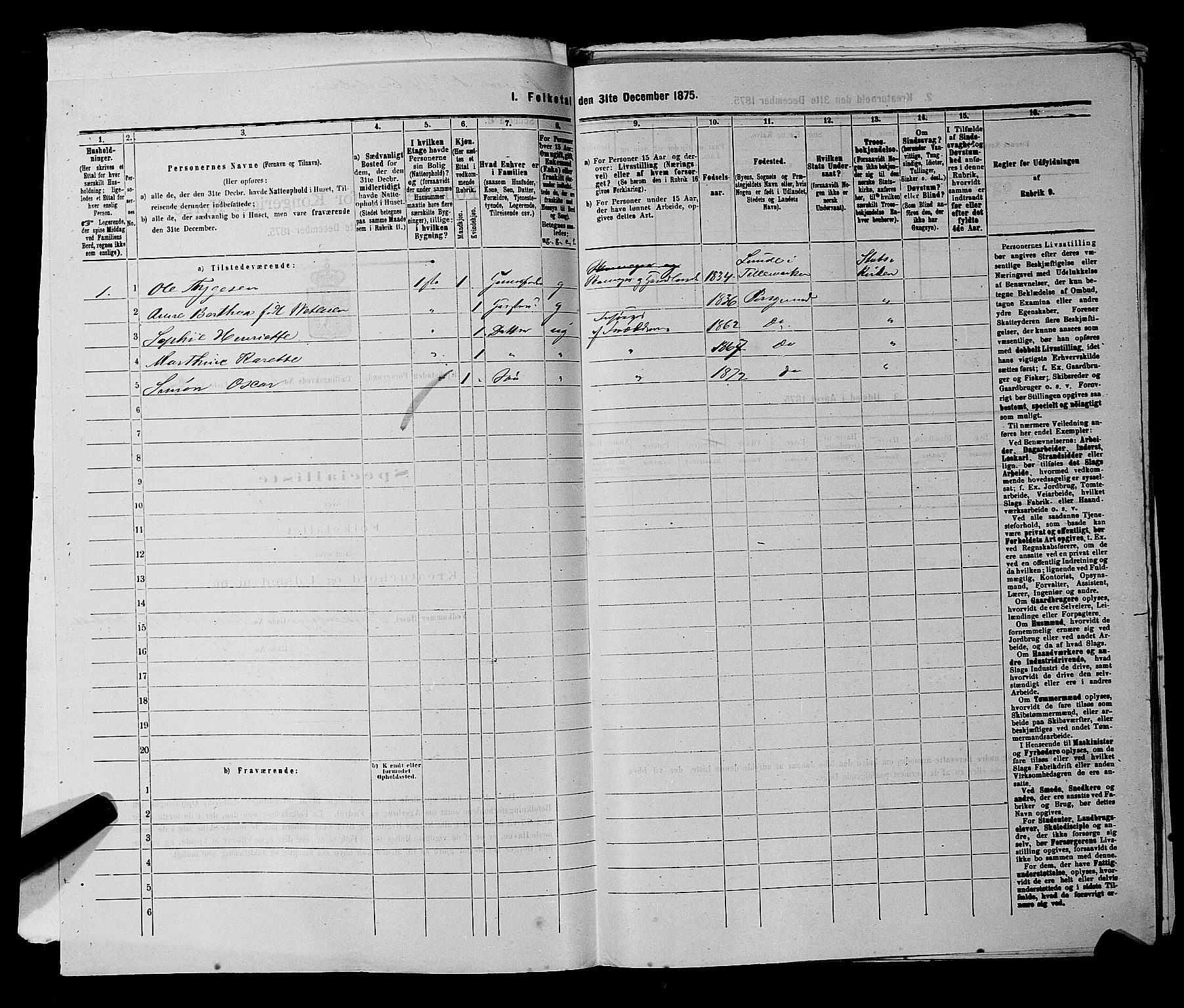 SAKO, 1875 census for 0805P Porsgrunn, 1875, p. 222