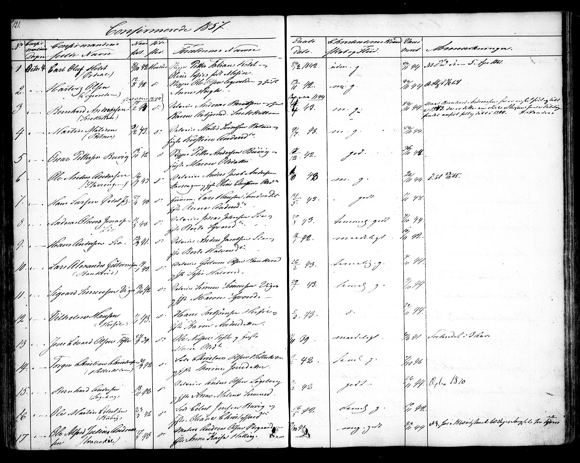 Hvaler prestekontor Kirkebøker, SAO/A-2001/F/Fa/L0006: Parish register (official) no. I 6, 1846-1863, p. 121