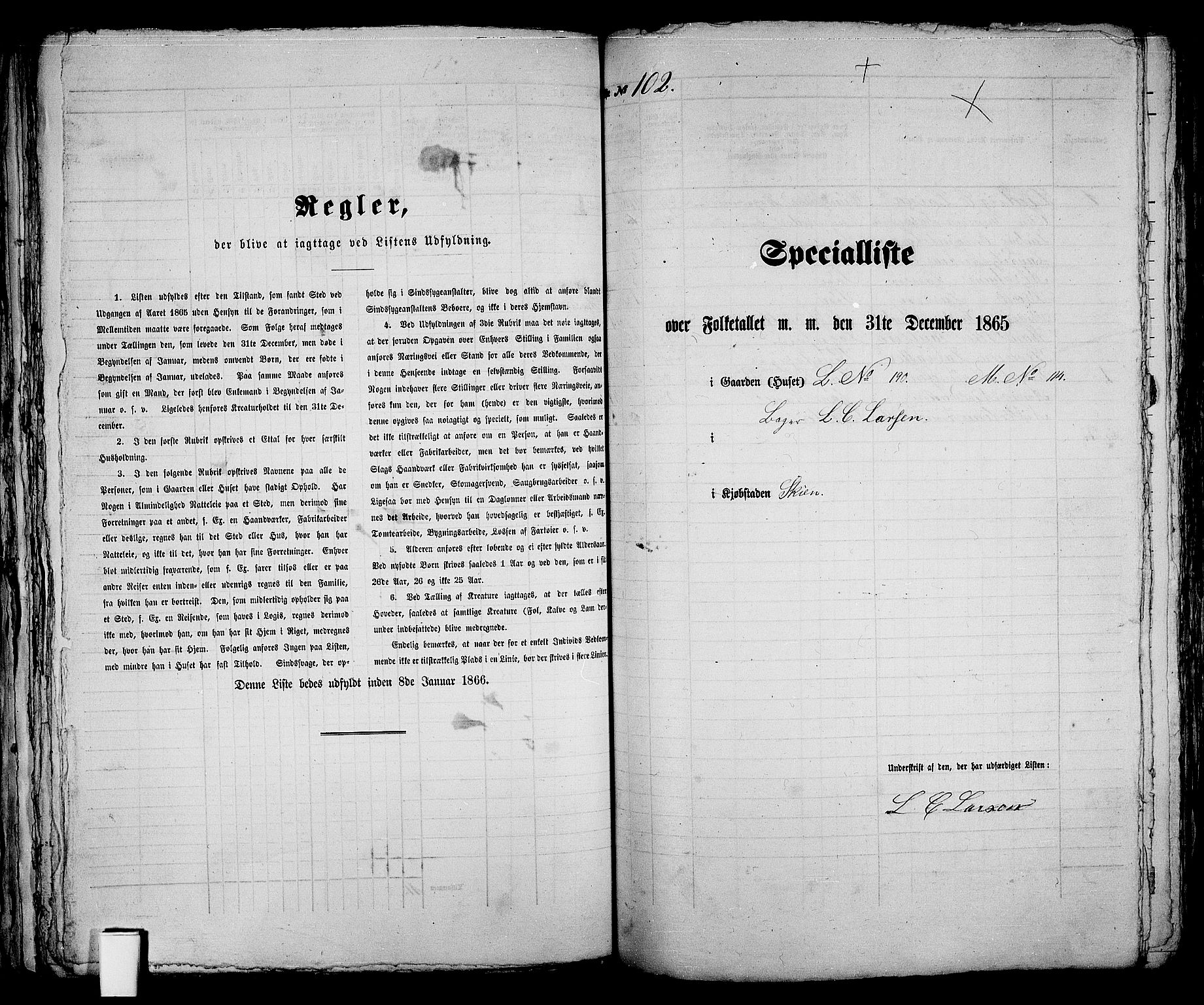 RA, 1865 census for Skien, 1865, p. 215