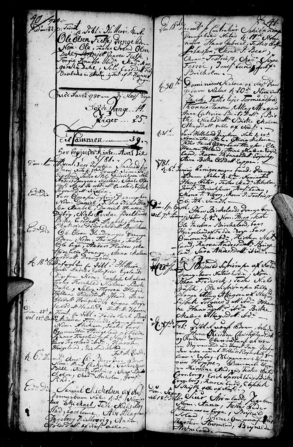 Flekkefjord sokneprestkontor, SAK/1111-0012/F/Fb/Fbc/L0001: Parish register (copy) no. B 1, 1773-1801, p. 40-41