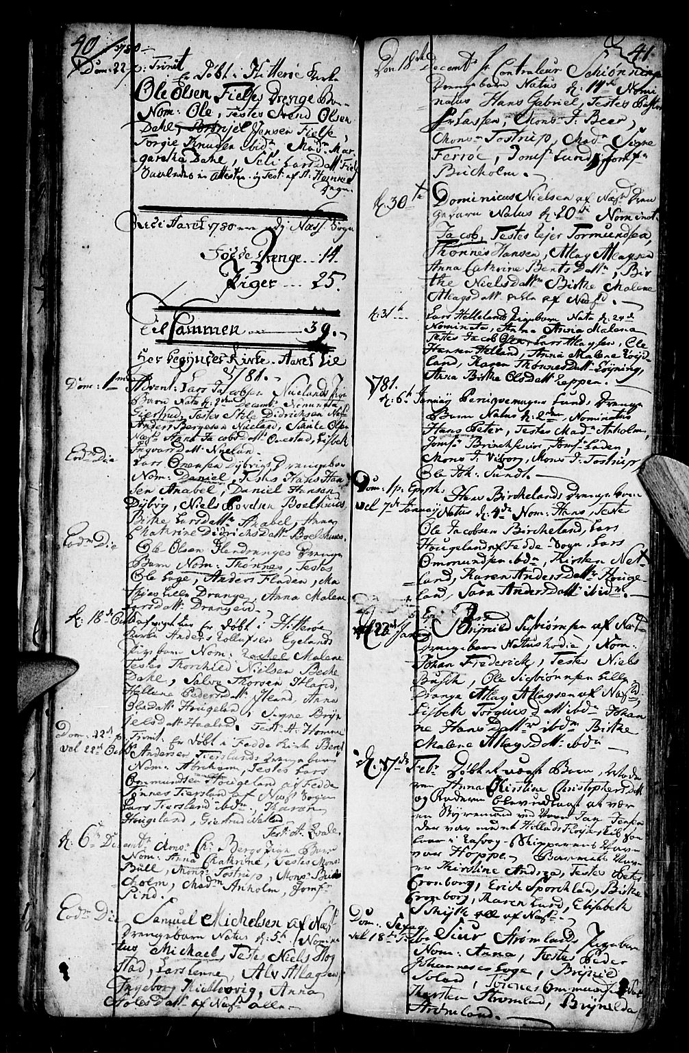 Flekkefjord sokneprestkontor, AV/SAK-1111-0012/F/Fb/Fbc/L0001: Parish register (copy) no. B 1, 1773-1801, p. 40-41