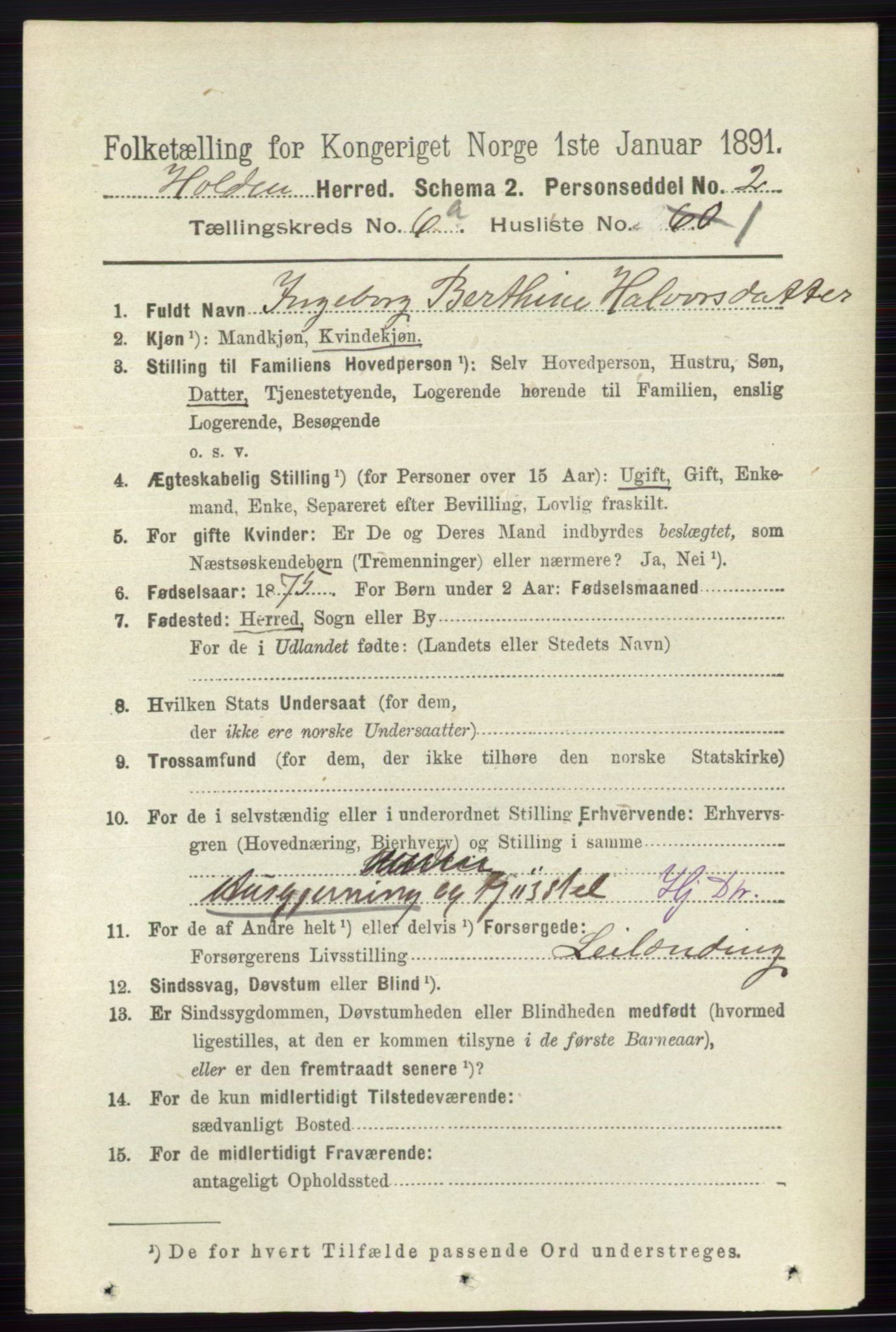 RA, 1891 census for 0819 Holla, 1891, p. 2867