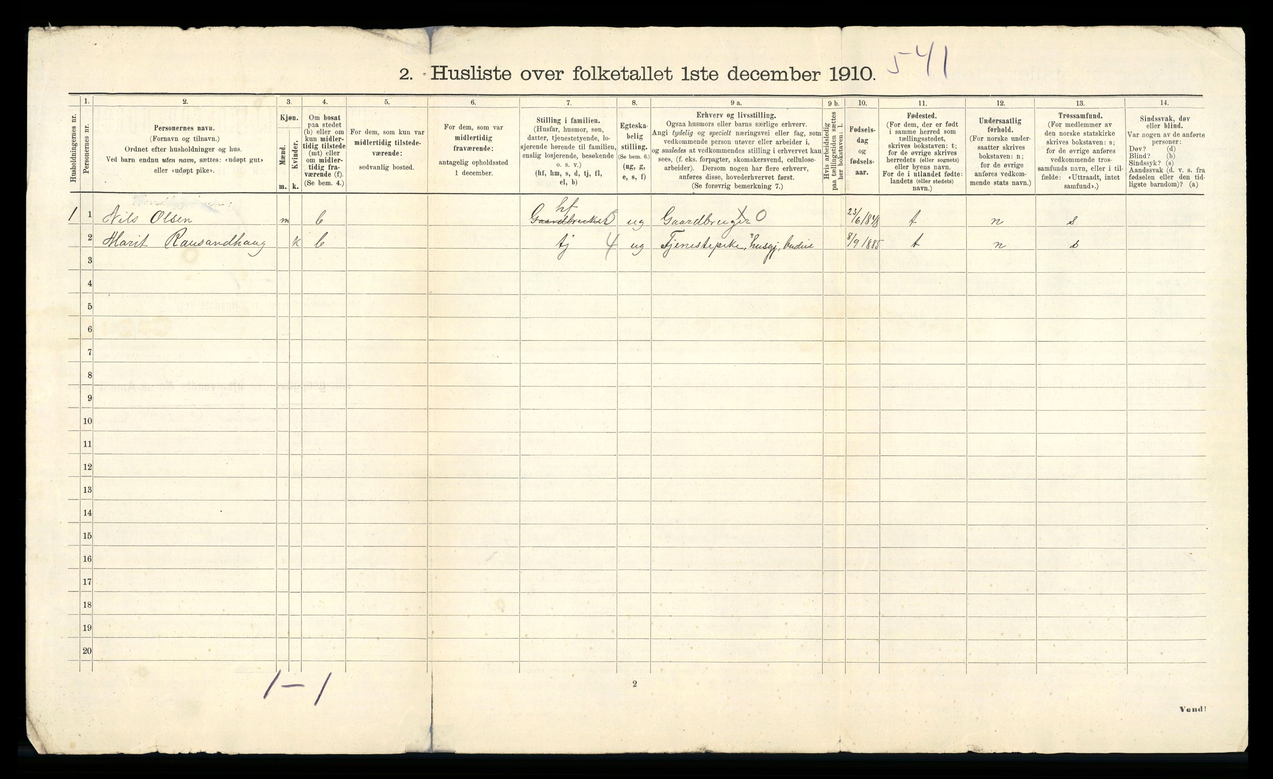 RA, 1910 census for Tingvoll, 1910, p. 36
