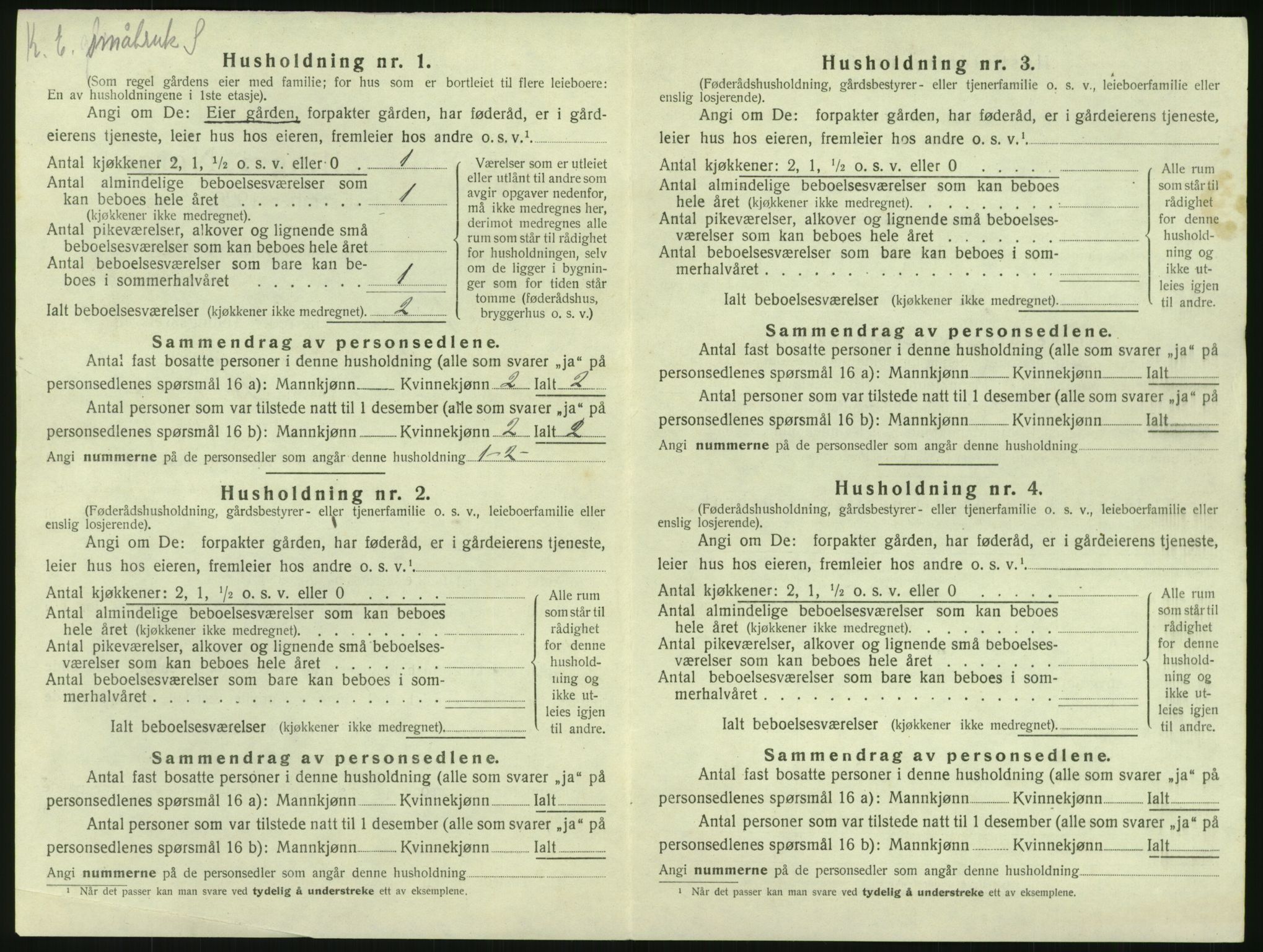 SAK, 1920 census for Austad, 1920, p. 598