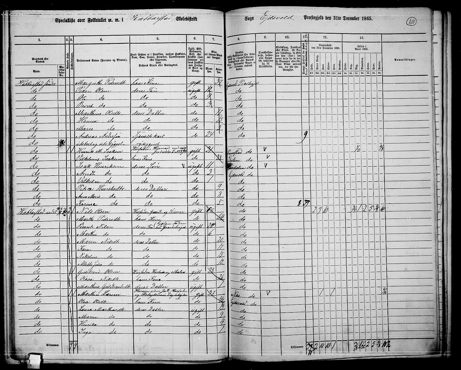 RA, 1865 census for Eidsvoll, 1865, p. 276