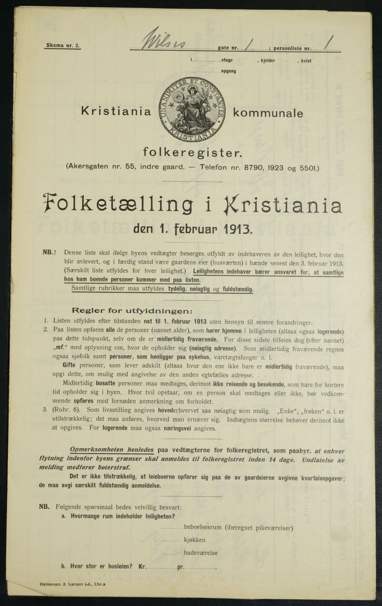 OBA, Municipal Census 1913 for Kristiania, 1913, p. 128155