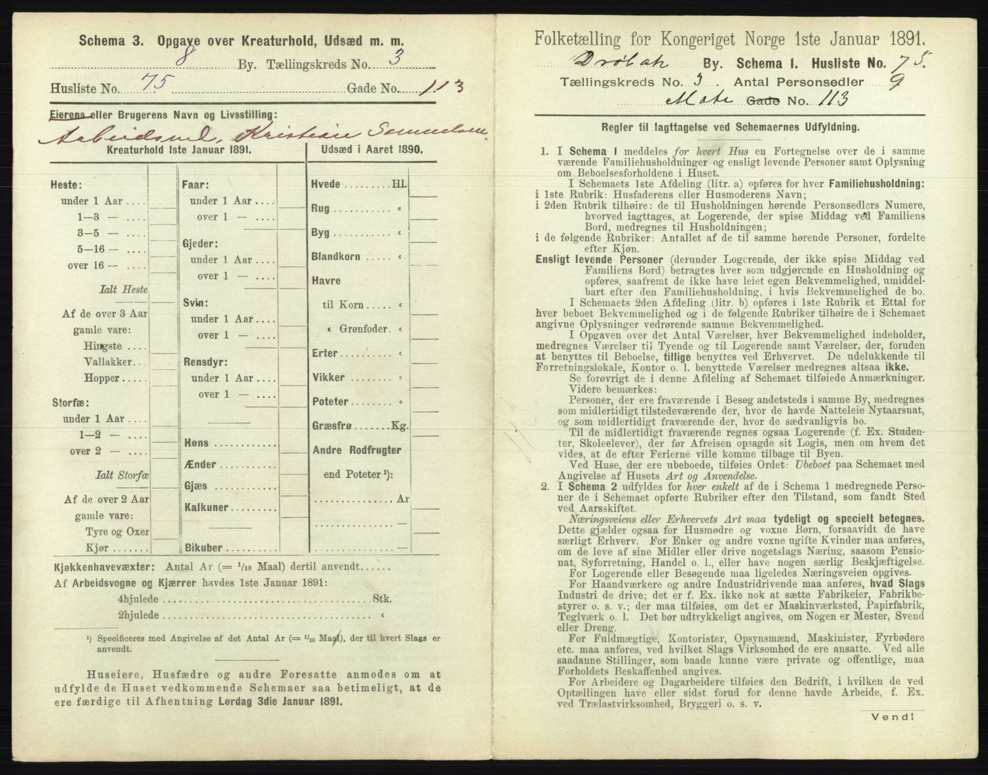 RA, 1891 census for 0203 Drøbak, 1891, p. 471