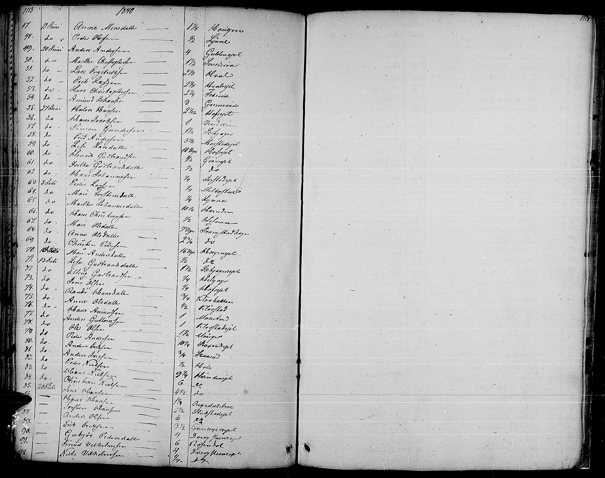 Gran prestekontor, SAH/PREST-112/H/Ha/Haa/L0010: Parish register (official) no. 10, 1824-1842, p. 1113-1114