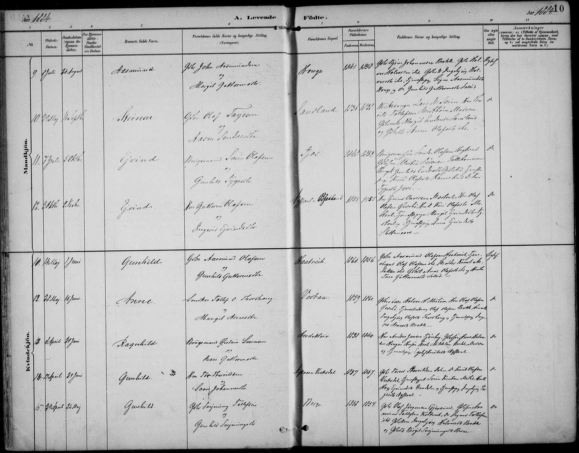Kviteseid kirkebøker, SAKO/A-276/F/Fb/L0002: Parish register (official) no. II 2, 1882-1916, p. 10