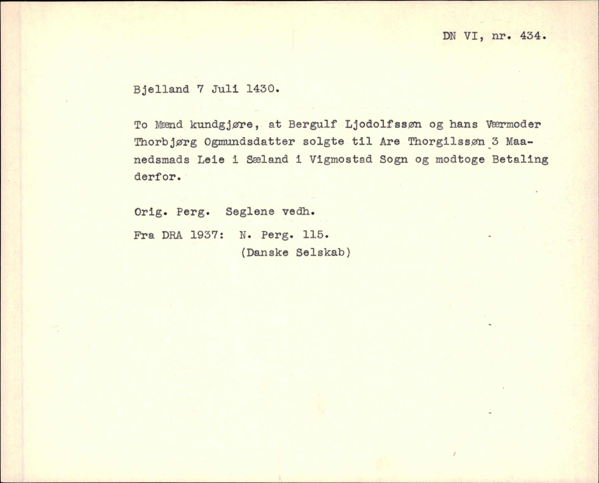 Riksarkivets diplomsamling, AV/RA-EA-5965/F35/F35f/L0003: Regestsedler: Diplomer fra DRA 1937 og 1996, p. 267