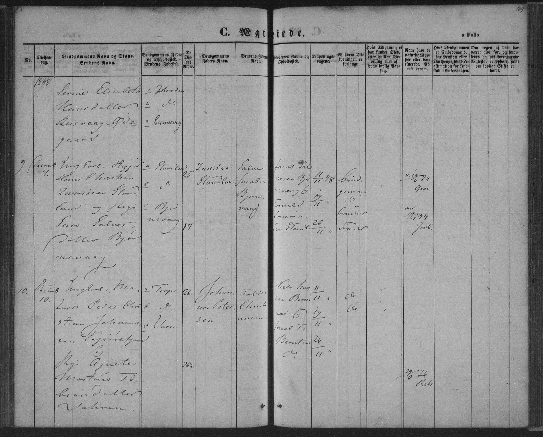 Herad sokneprestkontor, AV/SAK-1111-0018/F/Fa/Fab/L0003: Parish register (official) no. A 3, 1844-1853, p. 169