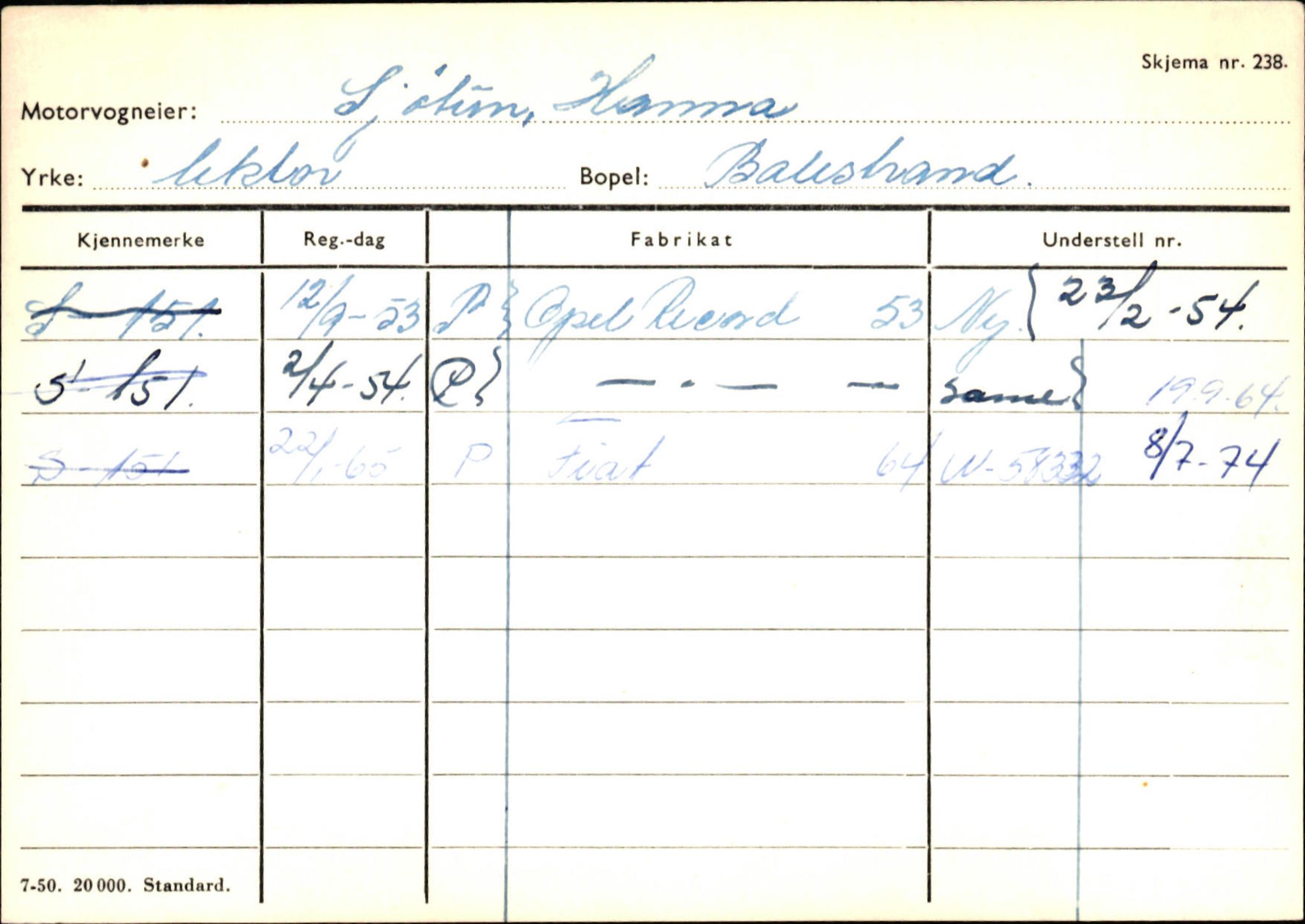 Statens vegvesen, Sogn og Fjordane vegkontor, SAB/A-5301/4/F/L0132: Eigarregister Askvoll A-Å. Balestrand A-Å, 1945-1975, p. 2260