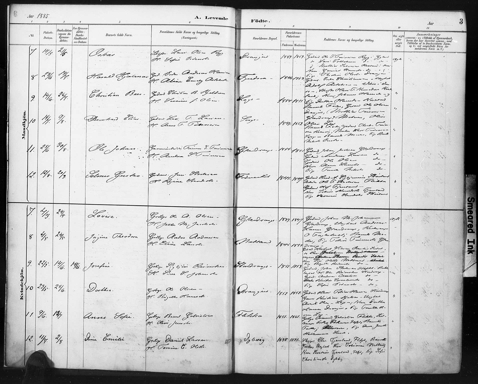 Flekkefjord sokneprestkontor, AV/SAK-1111-0012/F/Fa/Fac/L0008: Parish register (official) no. A 8, 1885-1898, p. 3