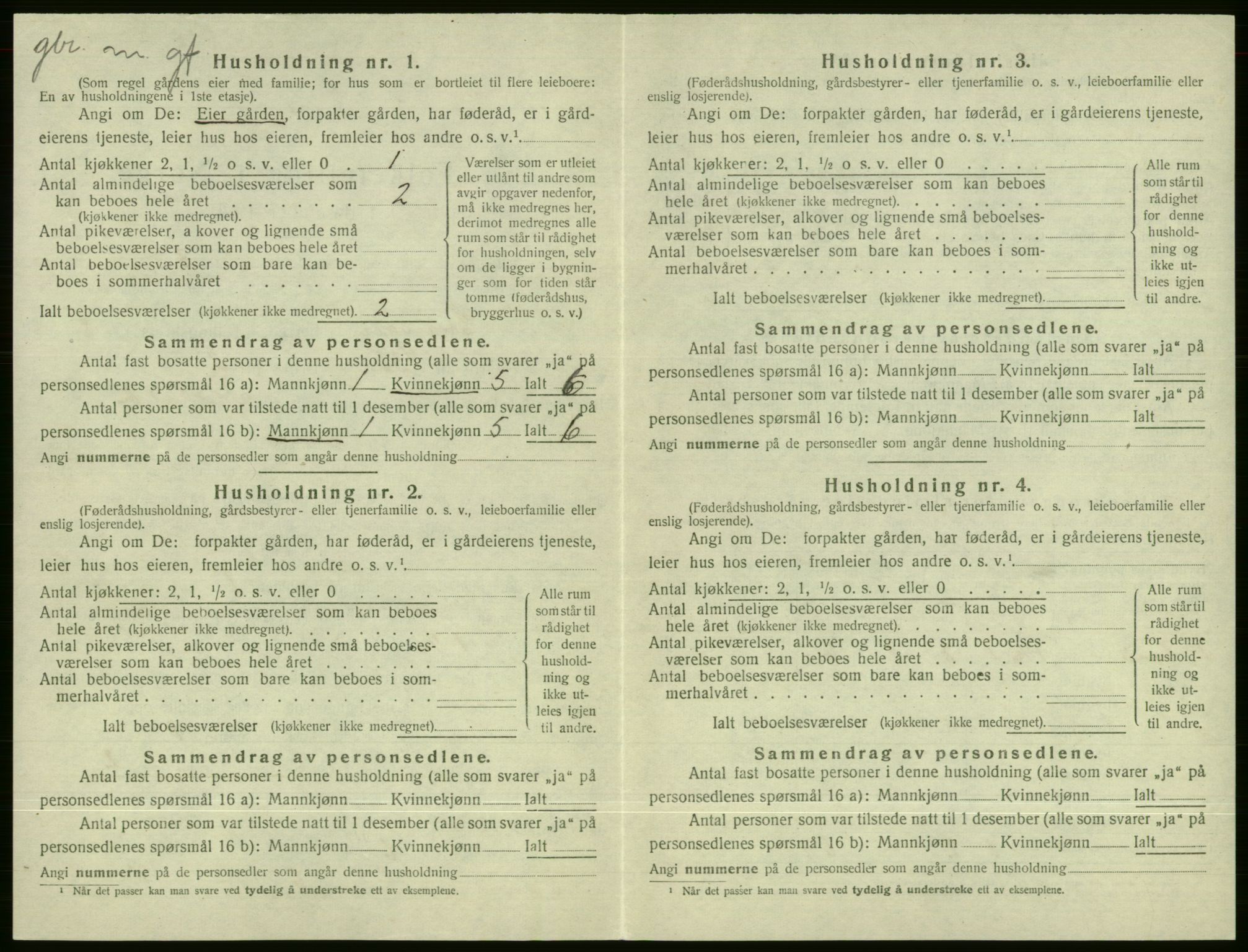 SAB, 1920 census for Evanger, 1920, p. 368