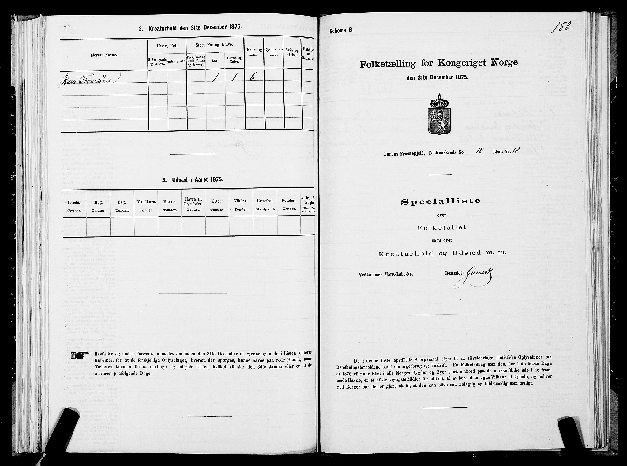 SATØ, 1875 census for 2025P Tana, 1875, p. 3153