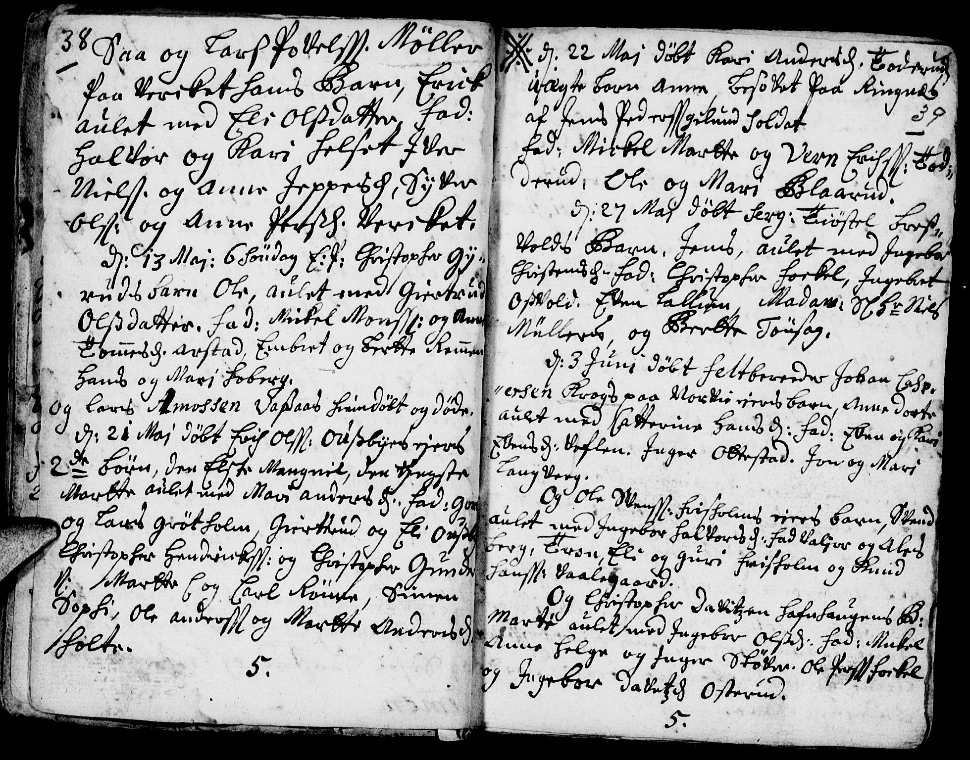 Stange prestekontor, AV/SAH-PREST-002/K/L0002: Parish register (official) no. 2, 1724-1740, p. 38-39