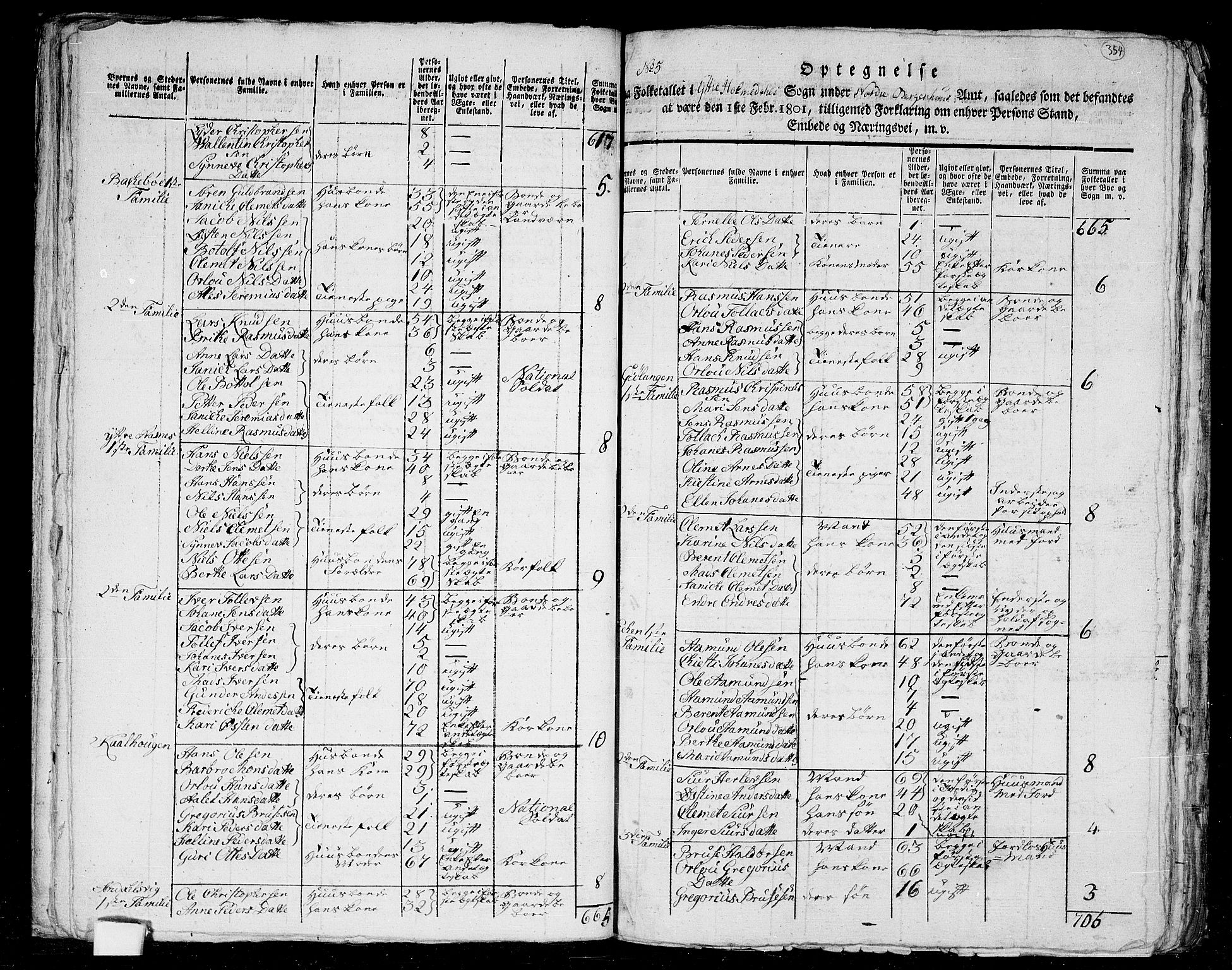 RA, 1801 census for 1429P Ytre Holmedal, 1801, p. 353b-354a