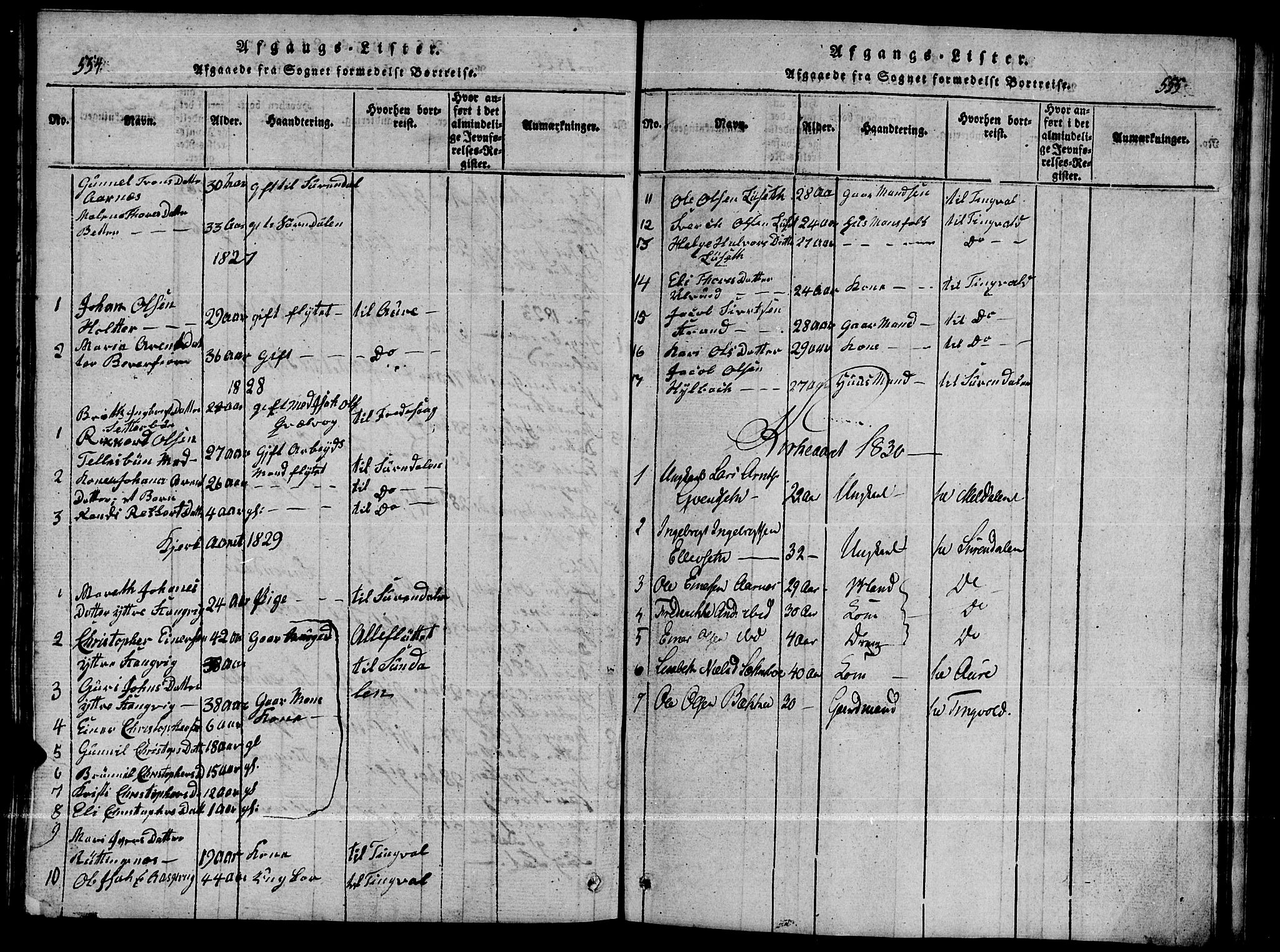 Ministerialprotokoller, klokkerbøker og fødselsregistre - Møre og Romsdal, AV/SAT-A-1454/592/L1031: Parish register (copy) no. 592C01, 1820-1833, p. 554-555